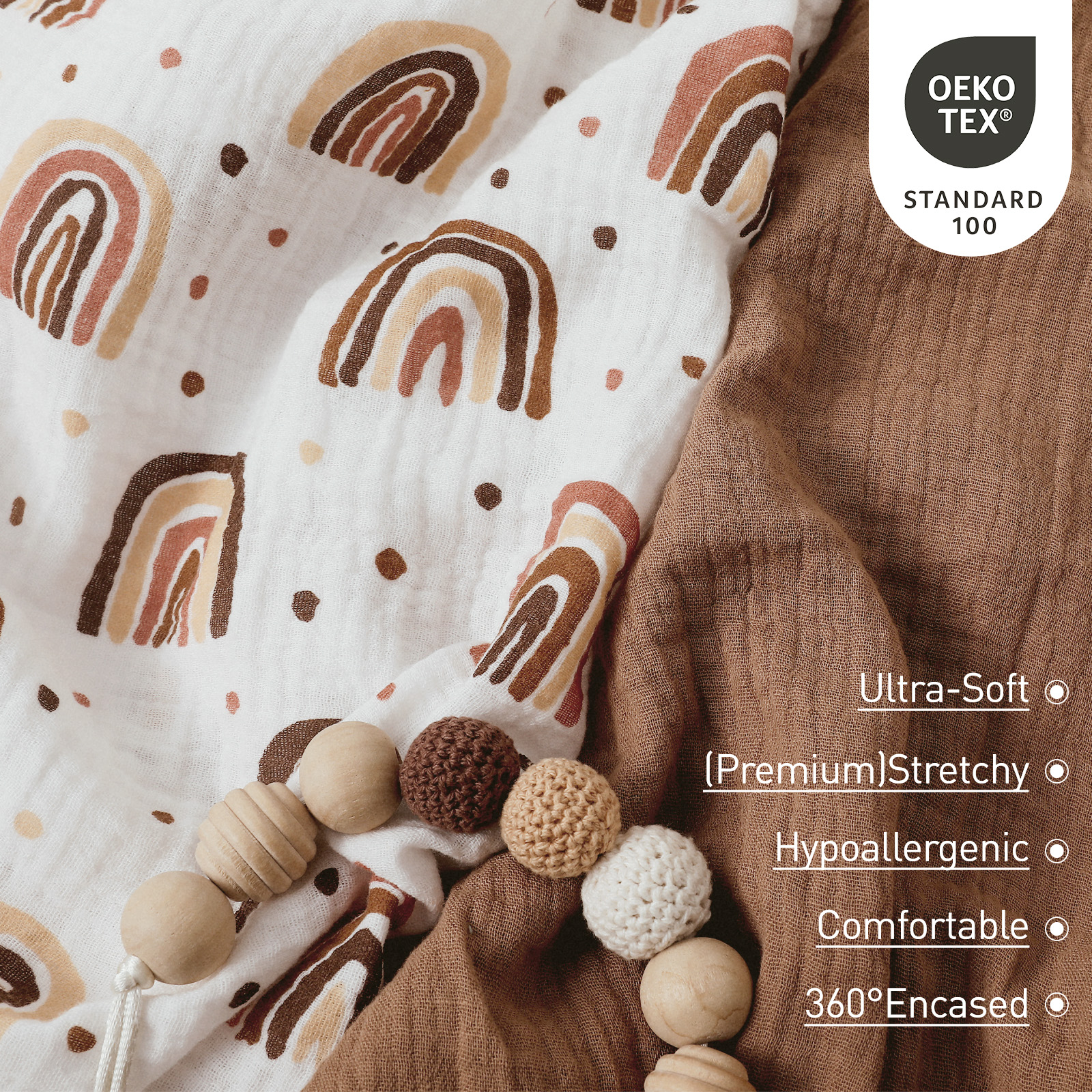 Natural&Rainbow  | Bassinet Sheets 2-Pack | 33''*17''