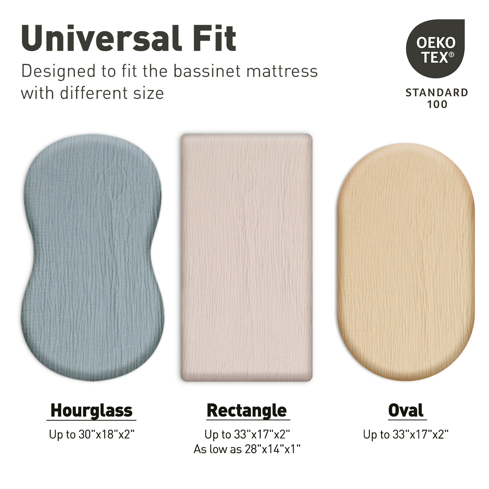  Azure  | Bassinet Sheets 2-Pack | 33''*17''