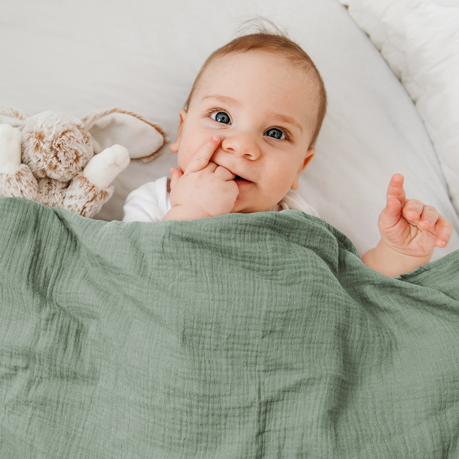 Muslin Swaddle Blankets 2-Pack, 38"x40" - Sage