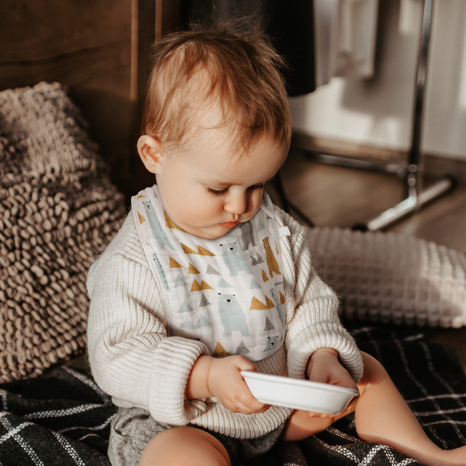 Hedgehog | Organic Cotton Muslin Bandana Bibs 3 Pack