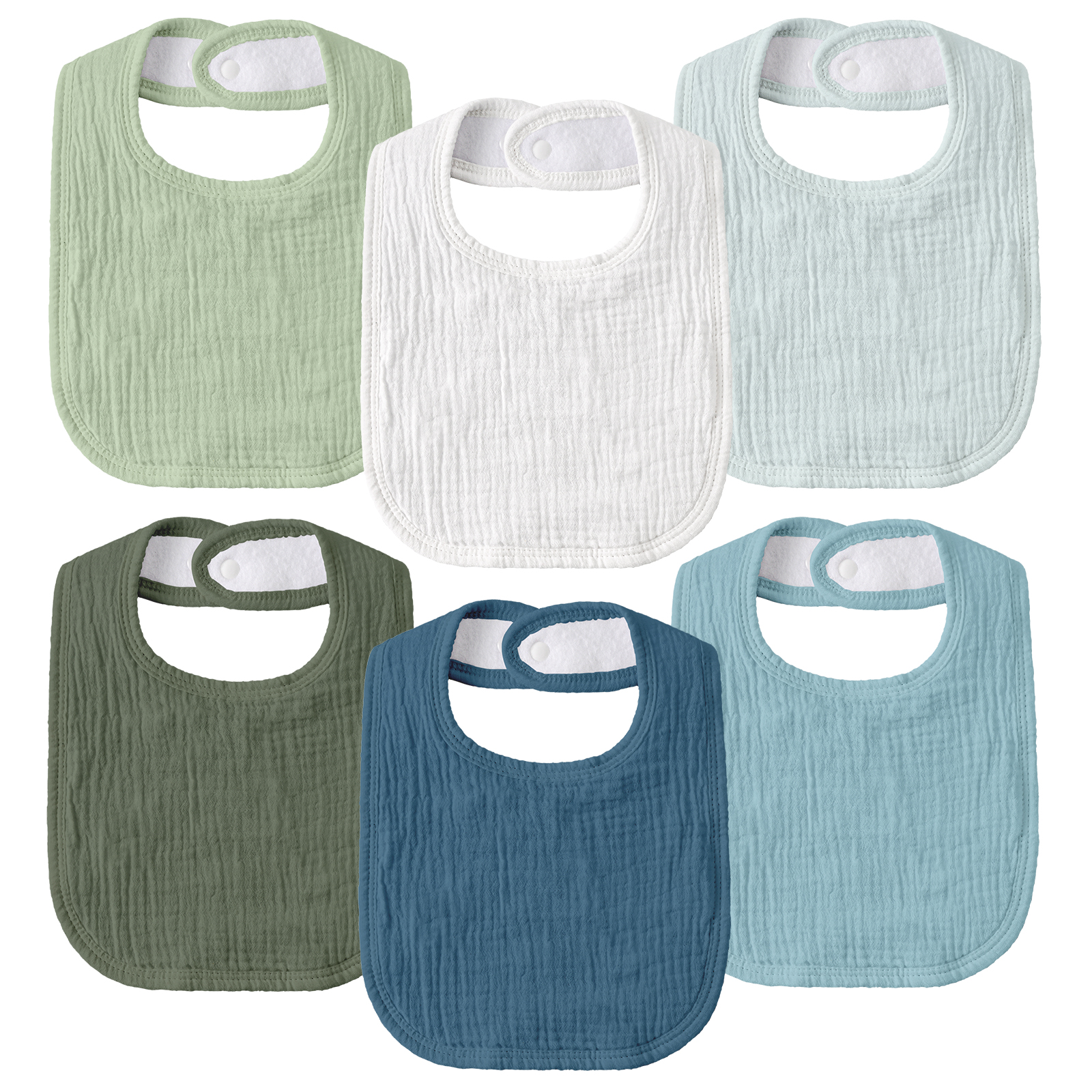 Teal Mist | baby muslin bibs 6 pack | 0-36 months