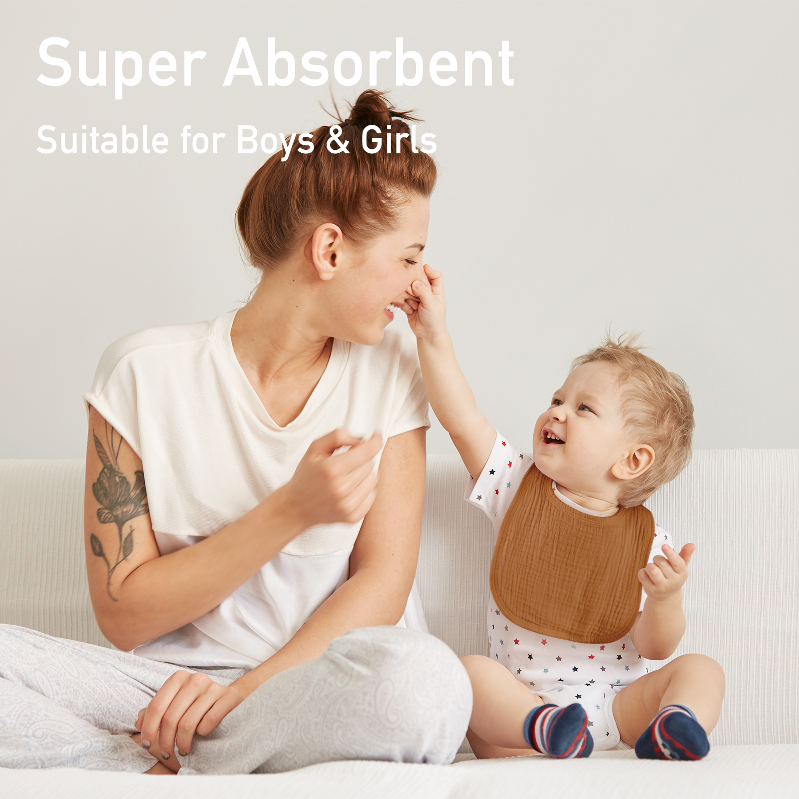 Wood | baby muslin bibs 6 pack | 0-36 months