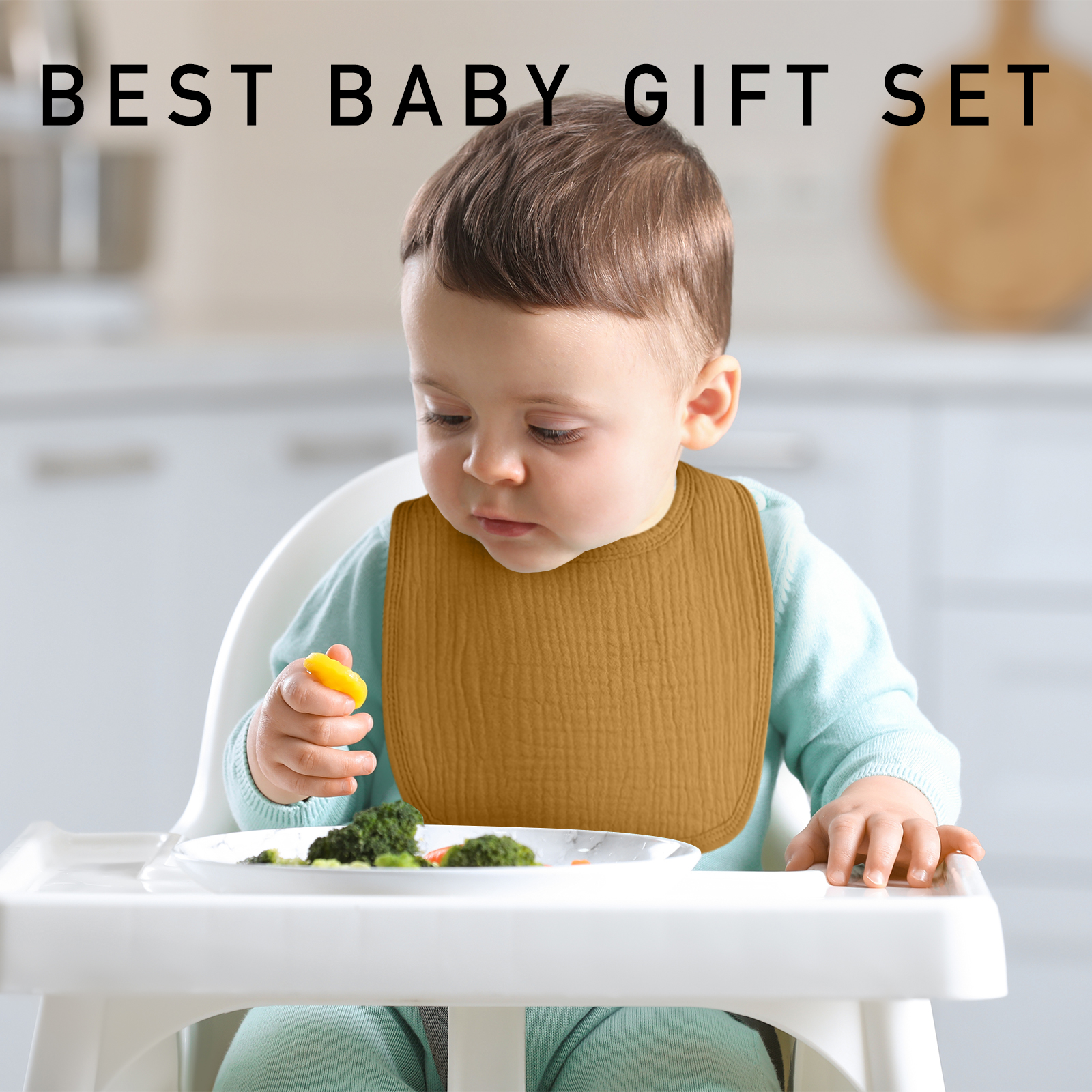 Wood | baby muslin bibs 6 pack | 0-36 months