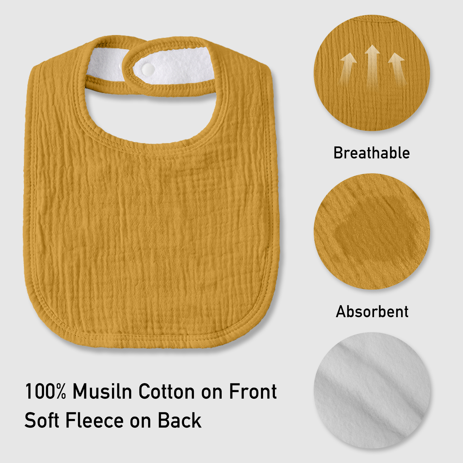 Wood | baby muslin bibs 6 pack | 0-36 months