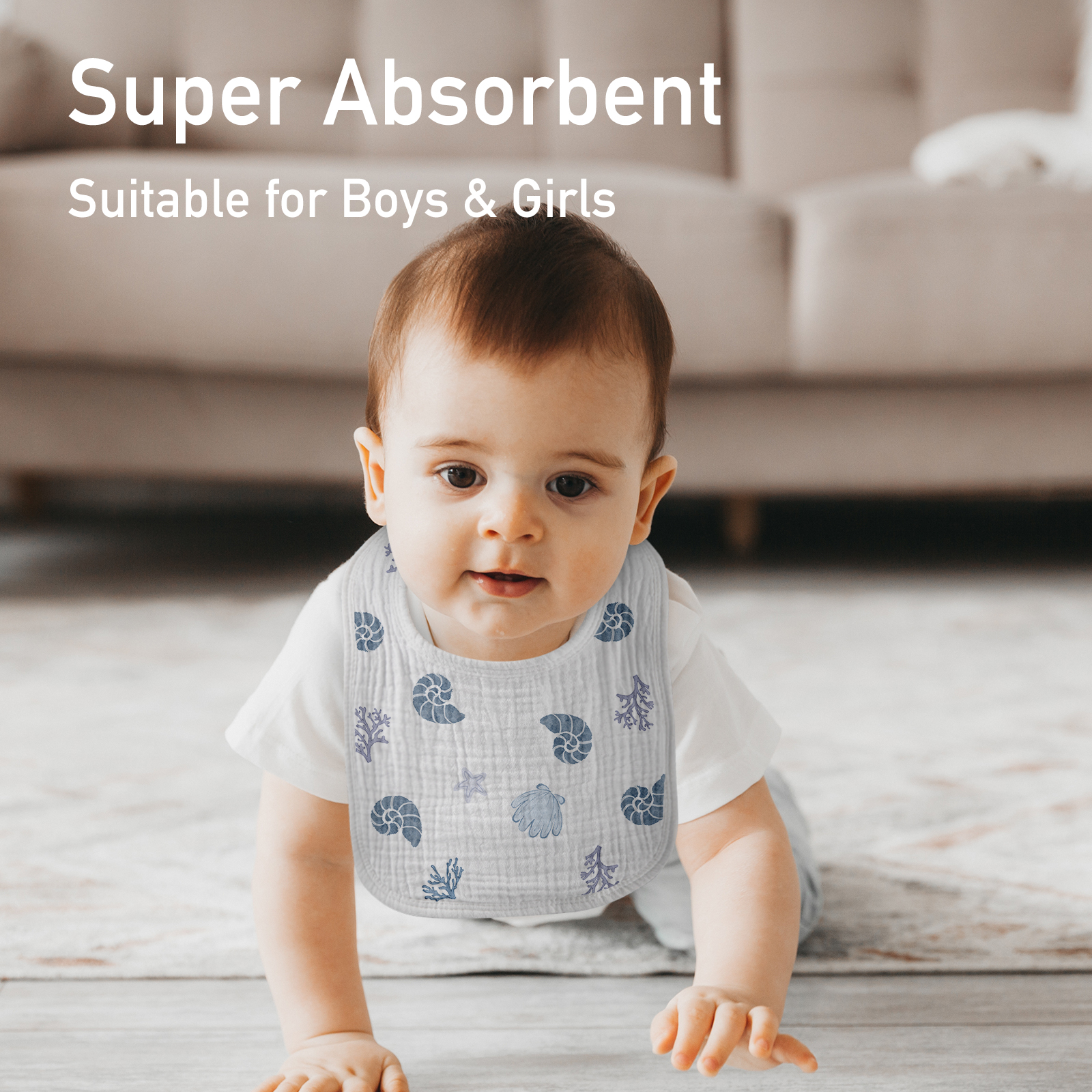 Marineland | baby muslin bibs 6 pack | 0-36 months
