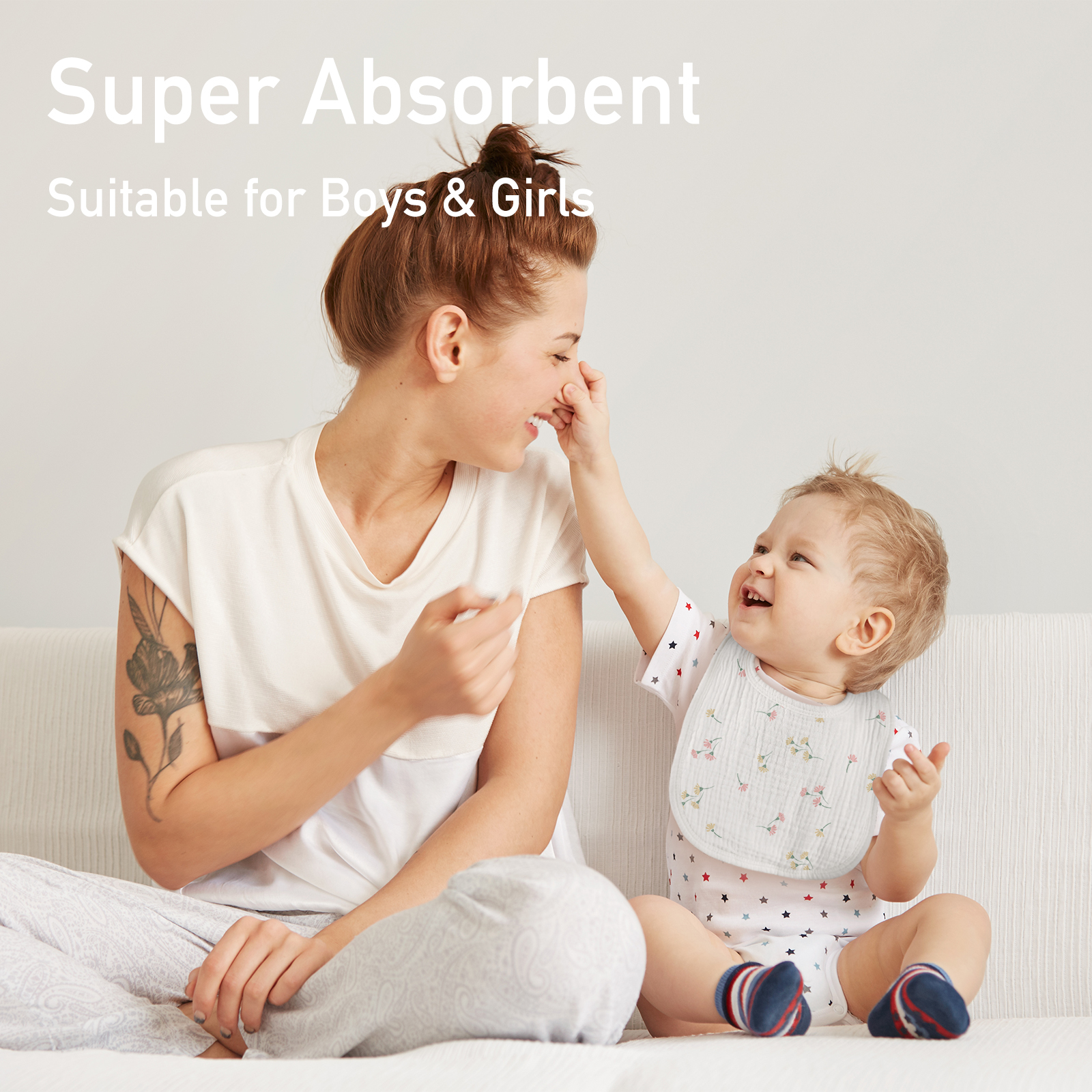 Colourful Garden | baby muslin bibs 6 pack | 0-36 months