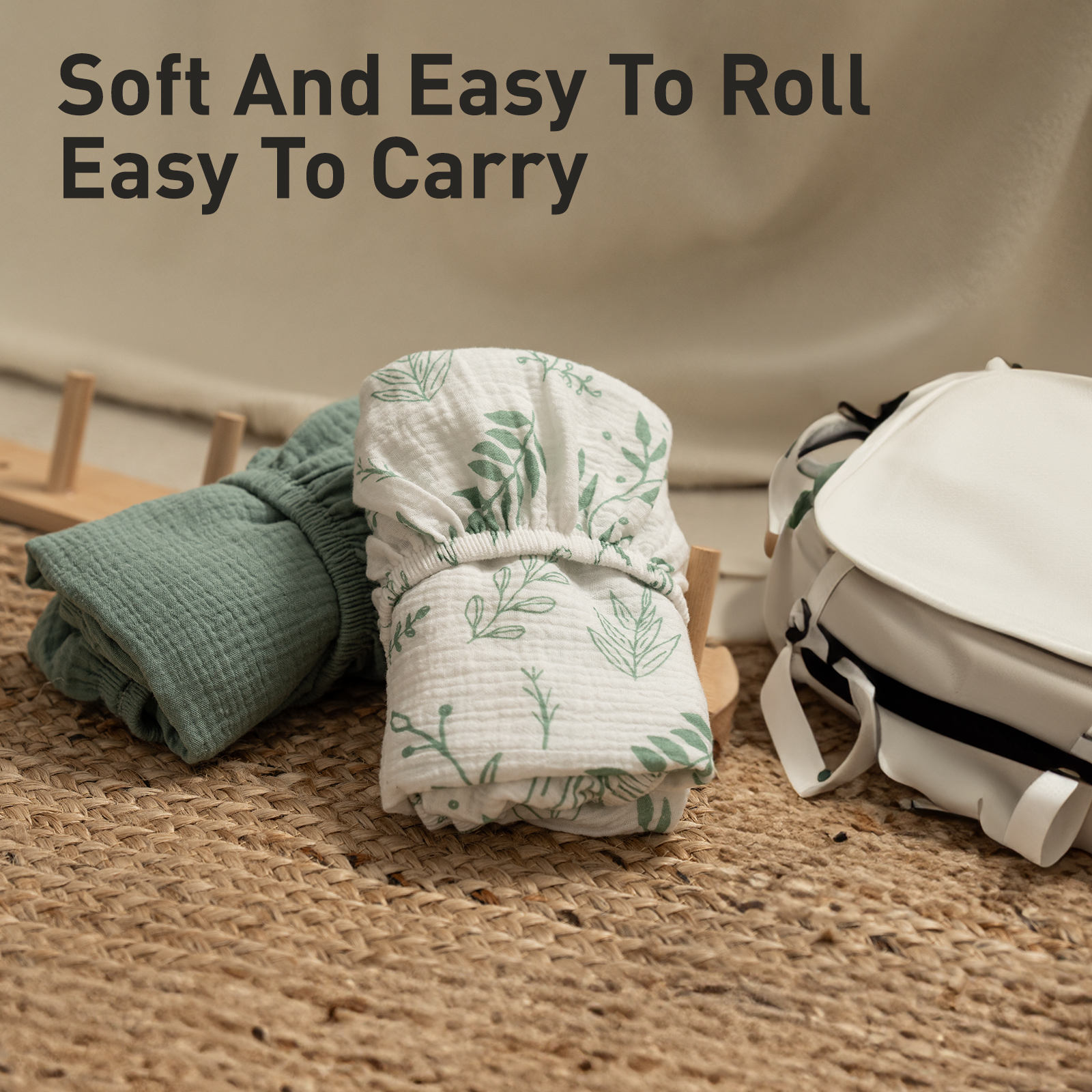 Natural Leaves  | Muslin Bassinet Sheets 2-Pack | 33''*17'' 100% Muslin Cotton