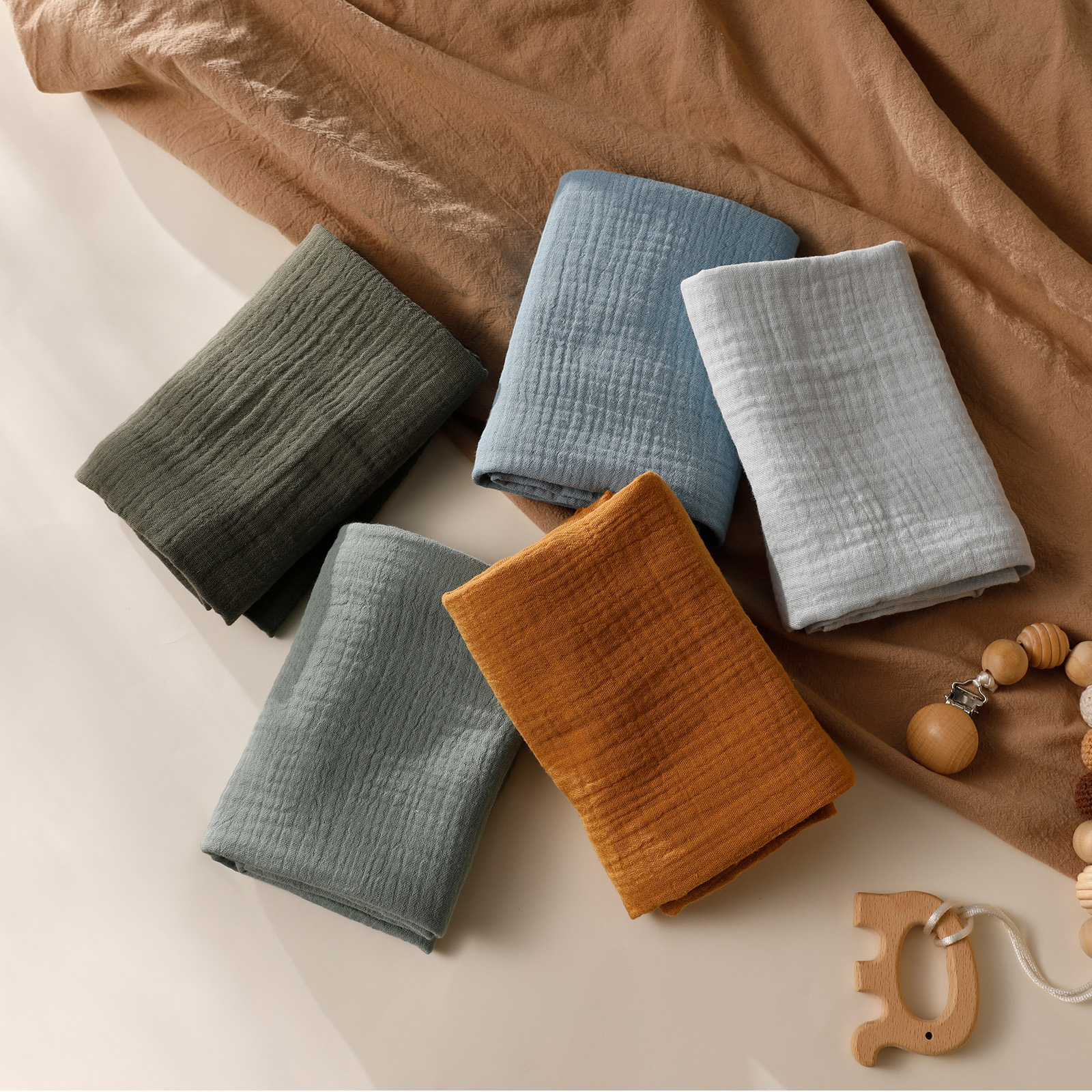 Muslin Swaddle Blankets 5-Pack, 23.5"x23.5" - Natural