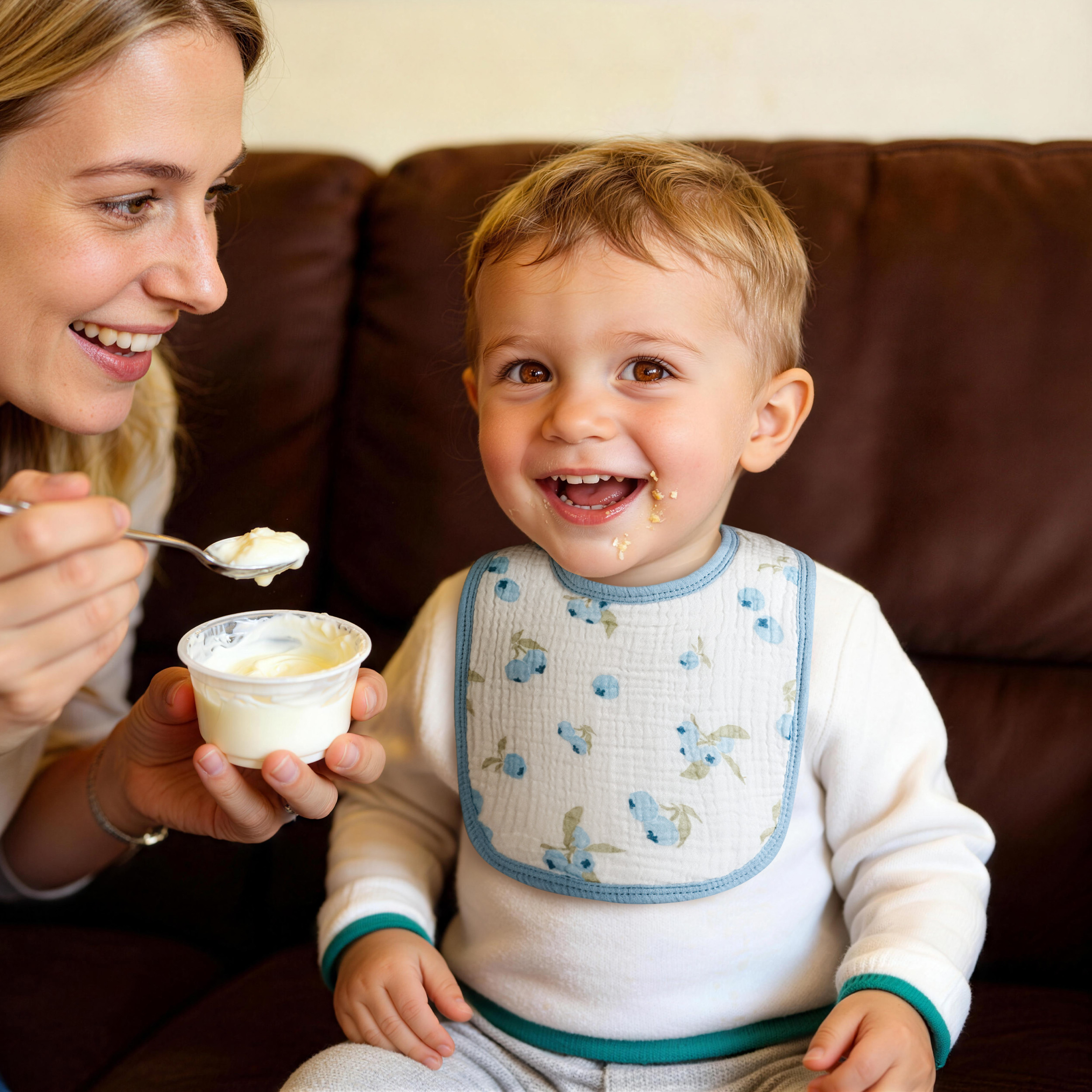 Azure Berry Dream | baby muslin bibs 6 pack | 0-36 months