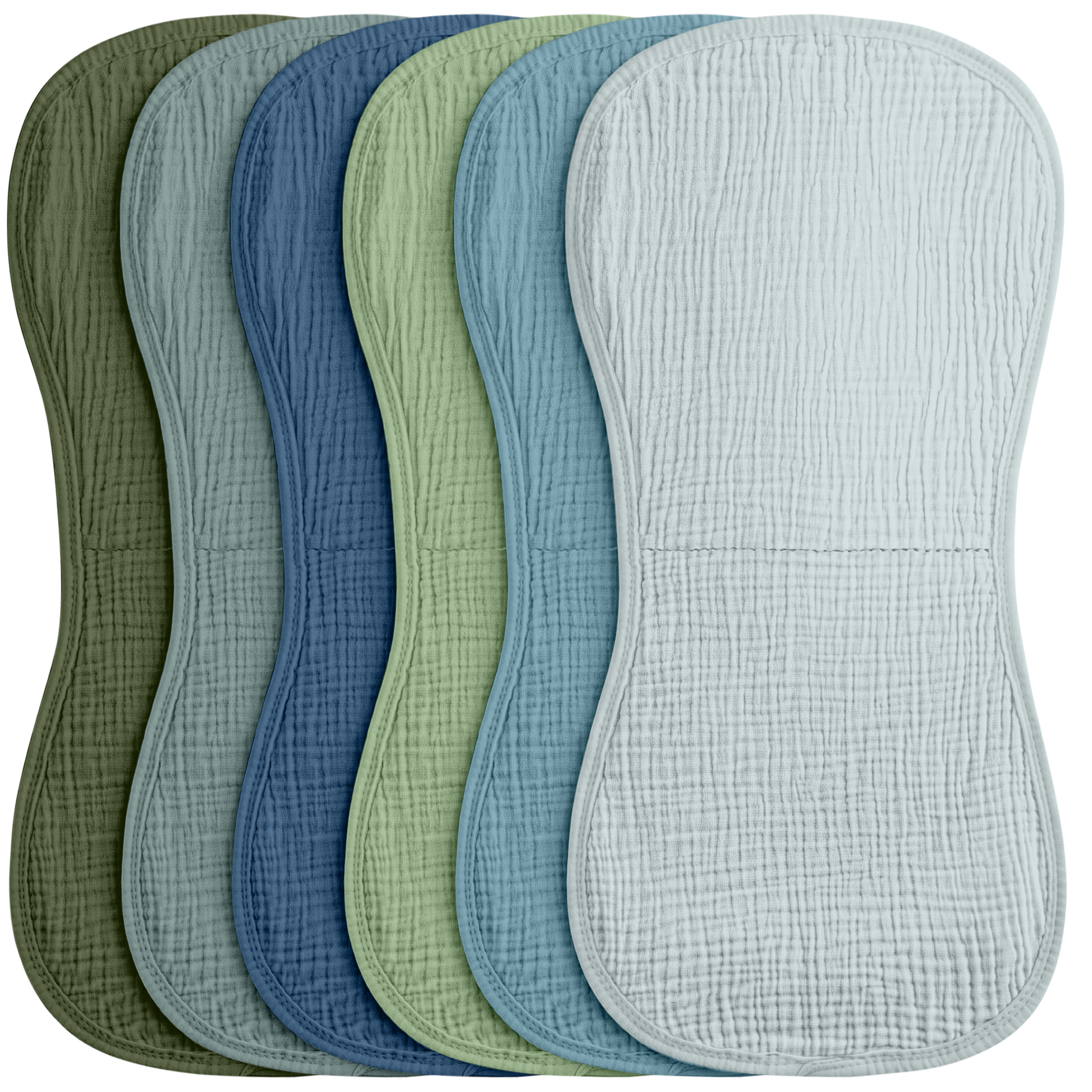 Organic Muslin Cotton Burp Cloths 6 Pack -  Sage Blue Solid