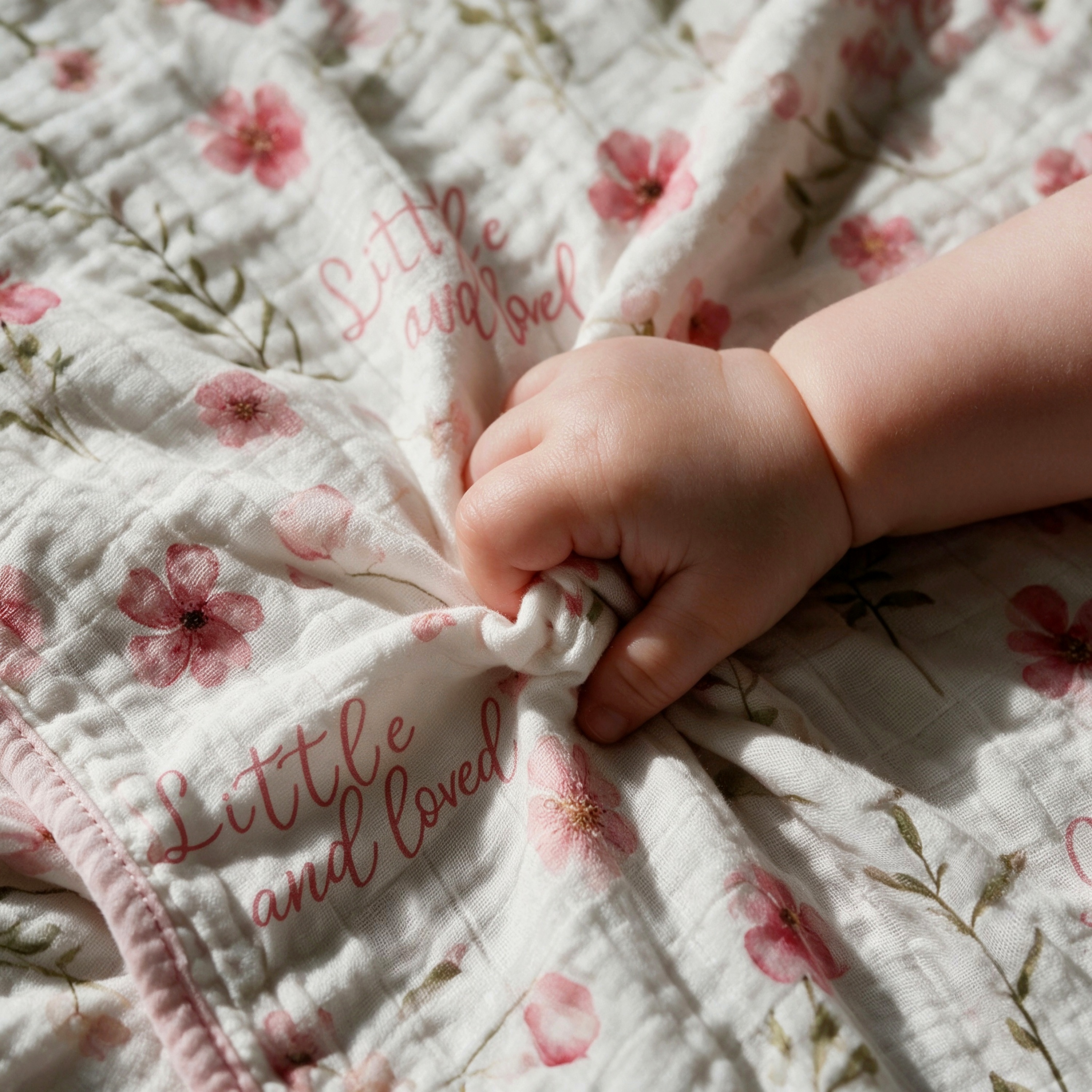 Muslin Swaddle Blankets 1-Pack | 31.5x43.3" | Blush Floral Love