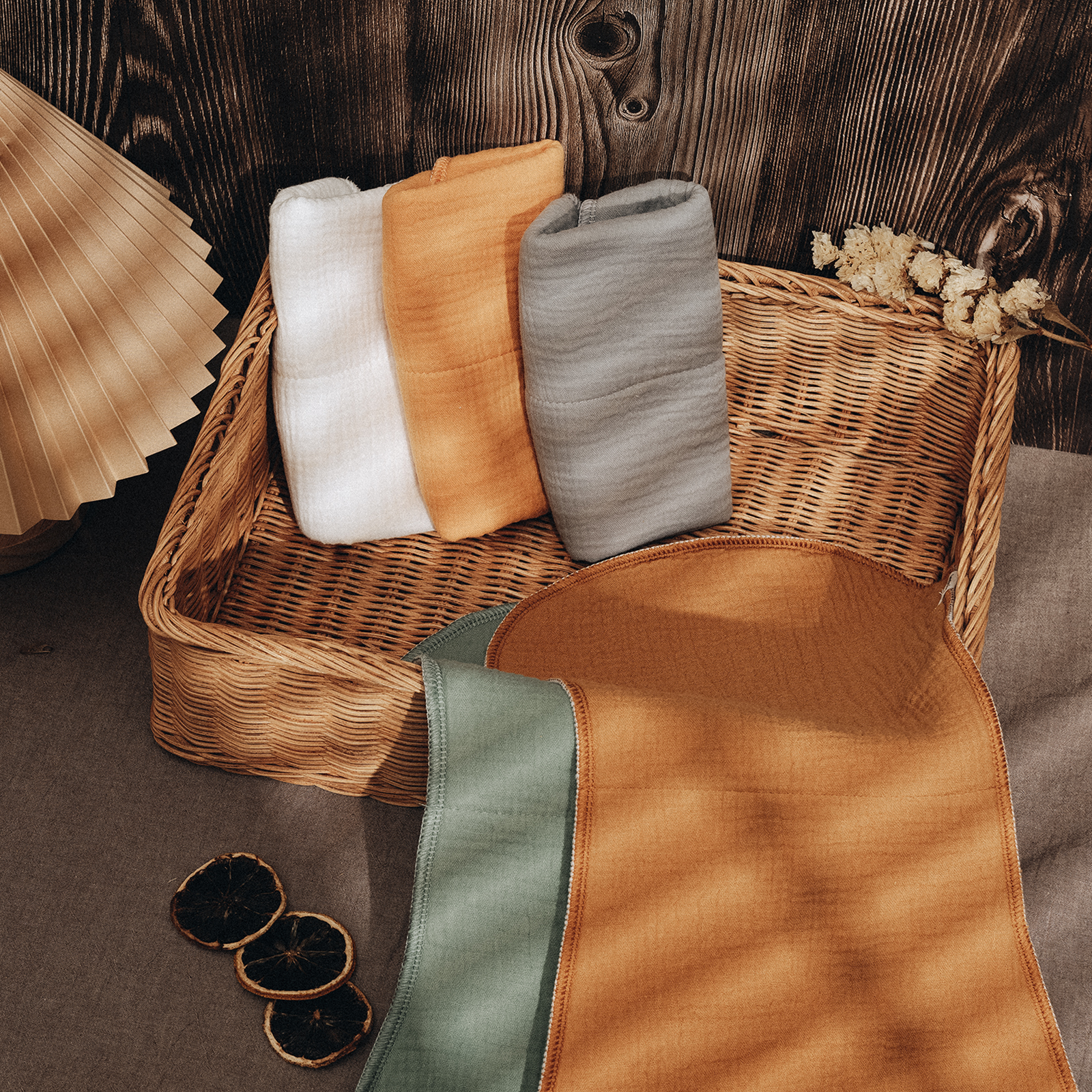 Organic Muslin Cotton Burp Cloths 10 Pack - Light Set