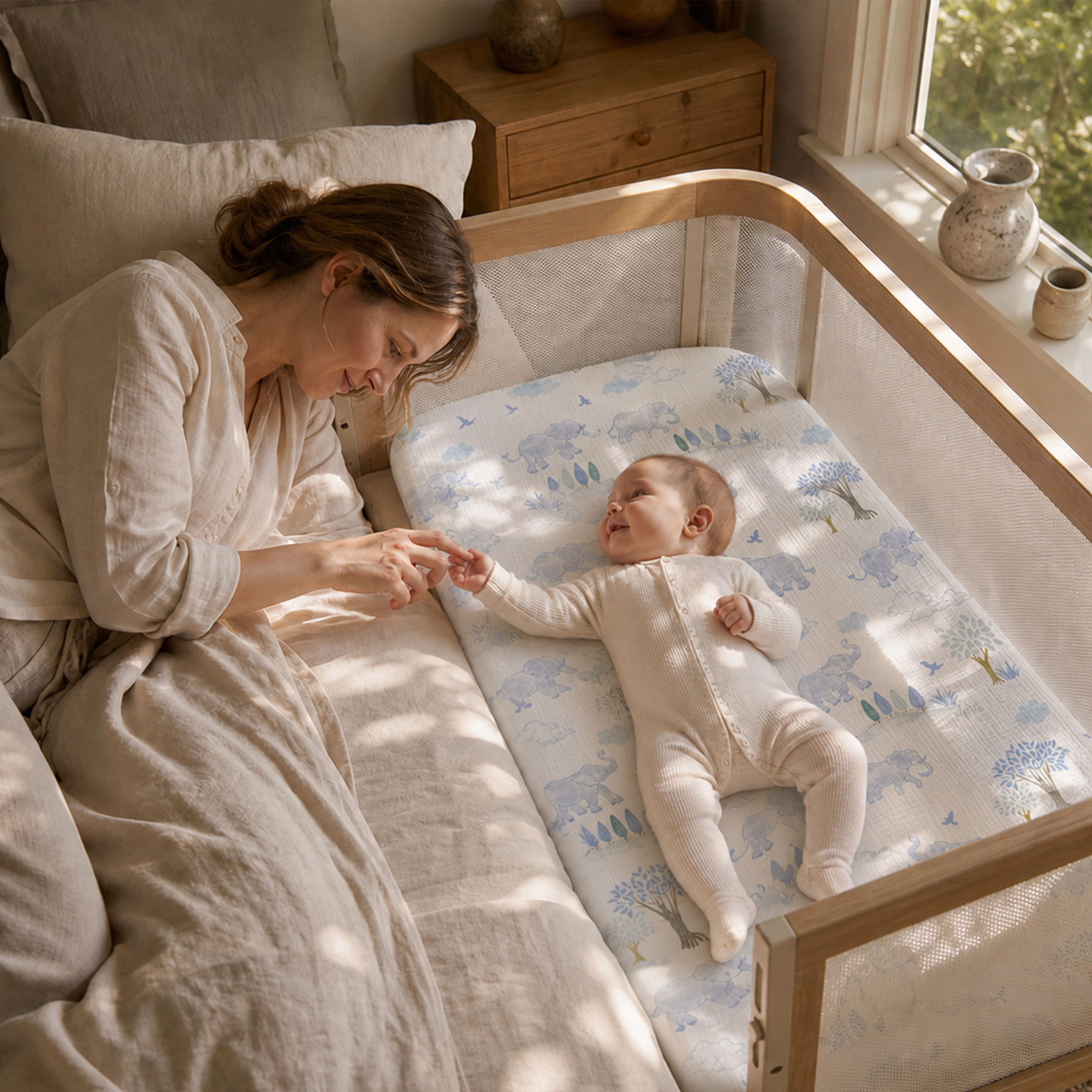 Blue Elephant Safari | Muslin Bassinet Sheet 3-Pack | 33''*20''