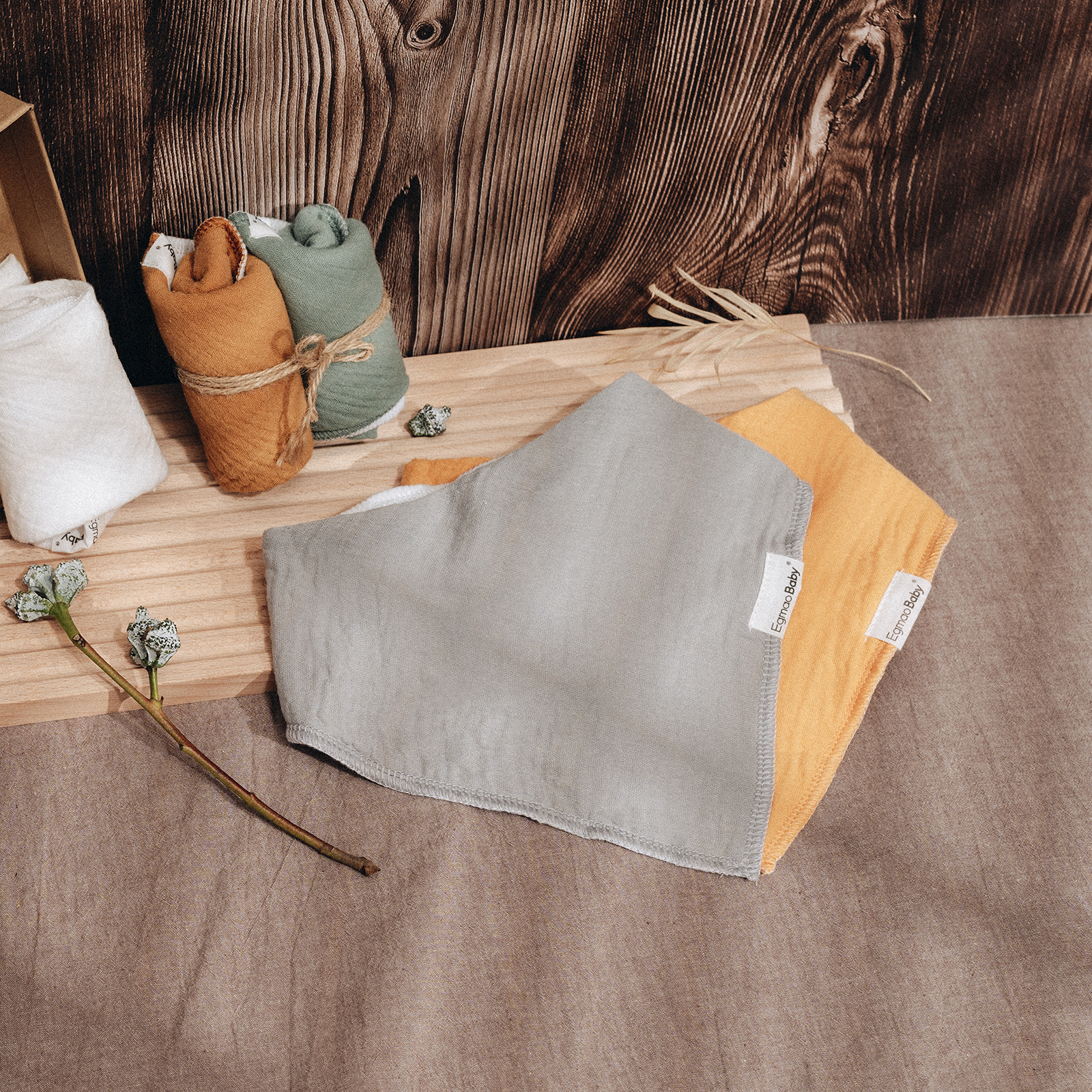 Muted | Soft & Absorbent Muslin Bandana Bibs 10 Pack