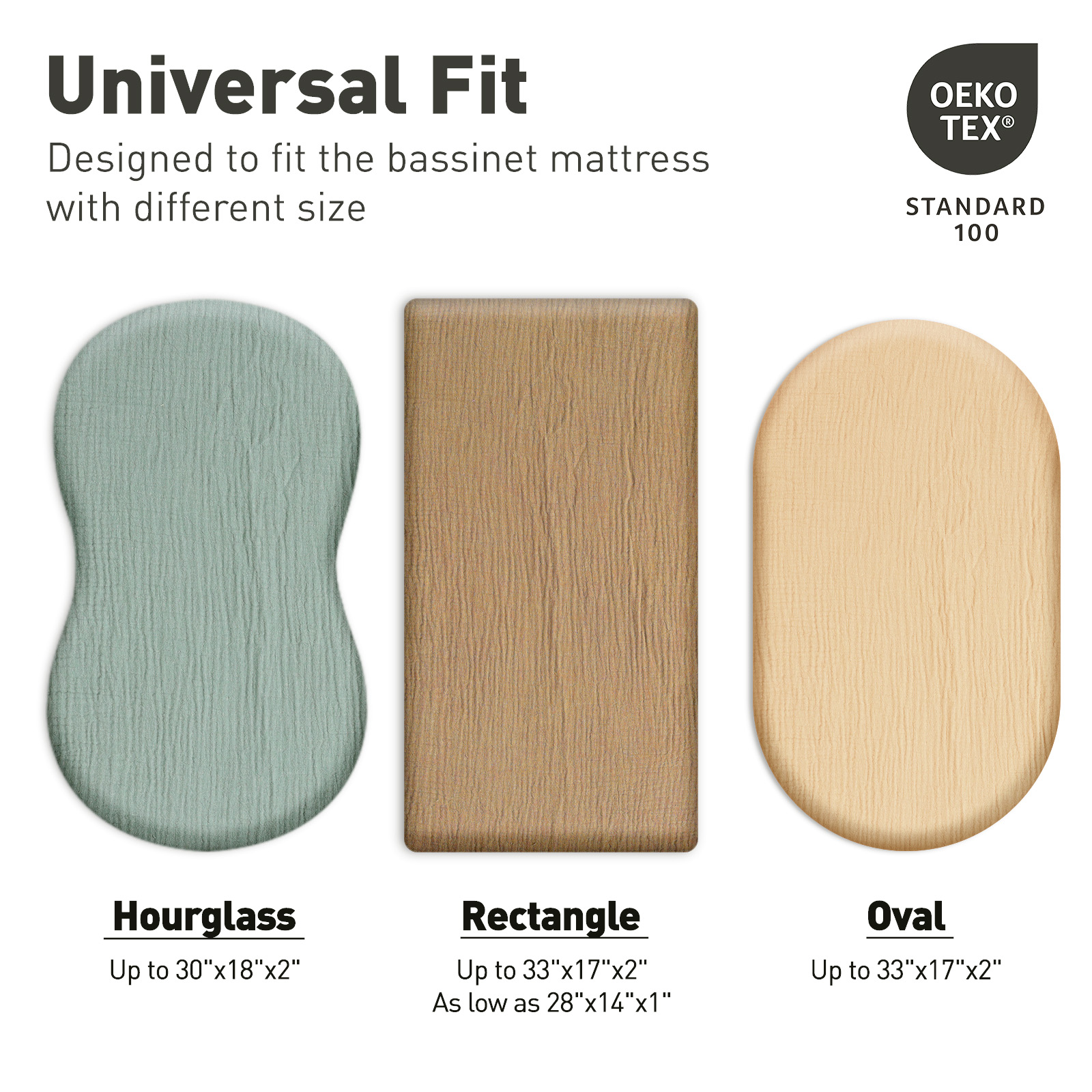 Natural&Rainbow  | Bassinet Sheets 2-Pack | 33''*17''