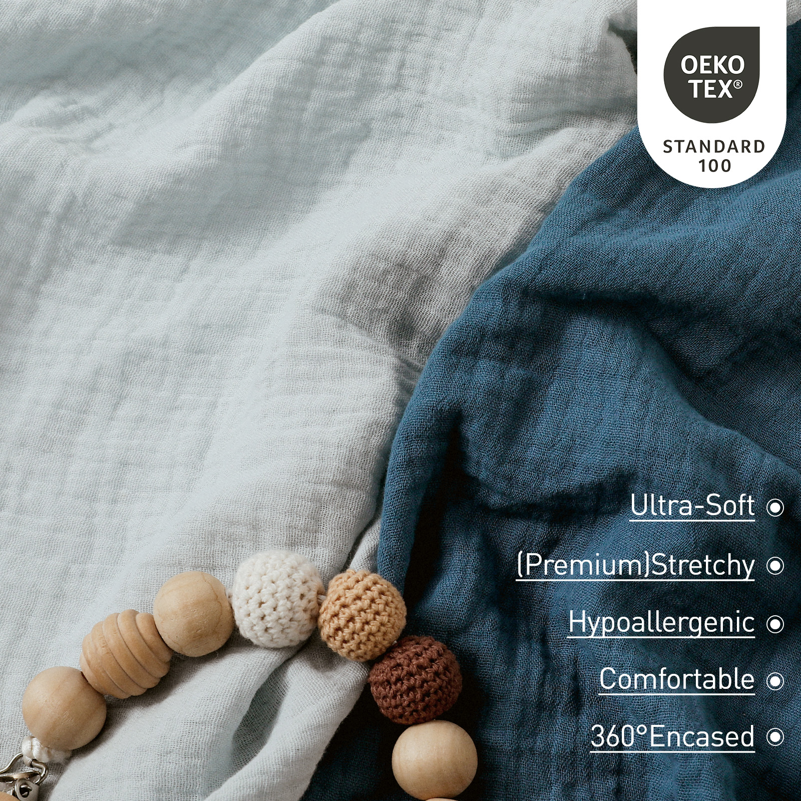  Azure  | Bassinet Sheets 2-Pack | 33''*17''