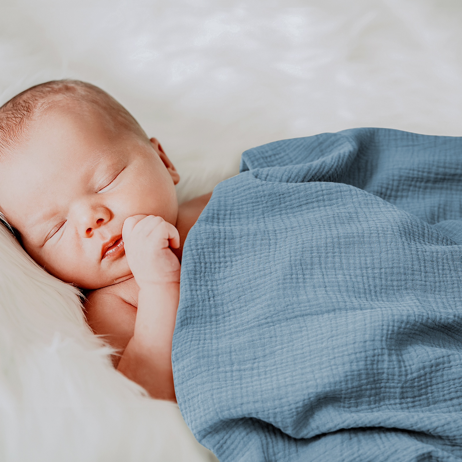 Muslin Swaddle Blankets 2-Pack, 38"x40" - Baby Blue