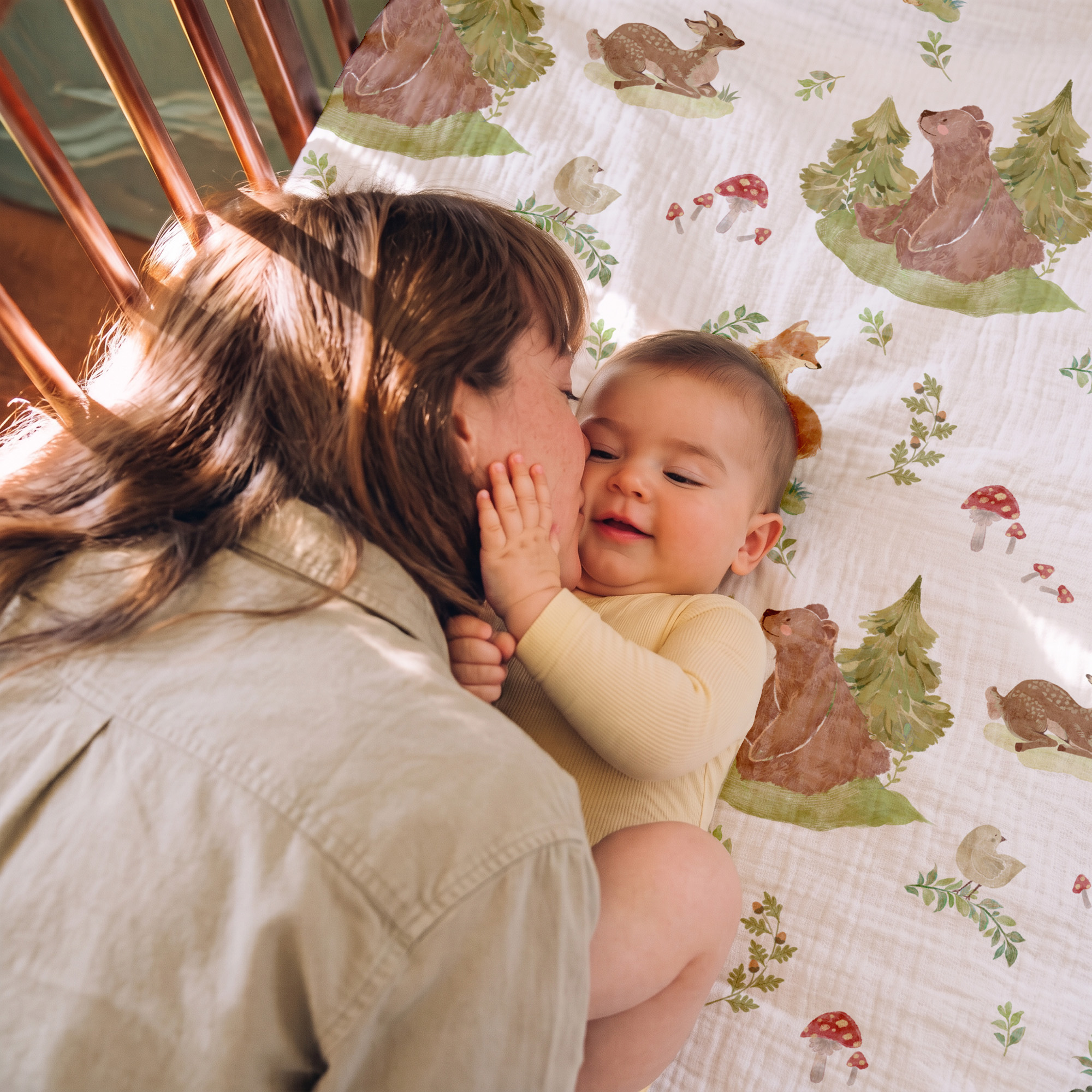 Fern & Woodland Pals | Muslin Bassinet Sheet 3-Pack | 33''*20''