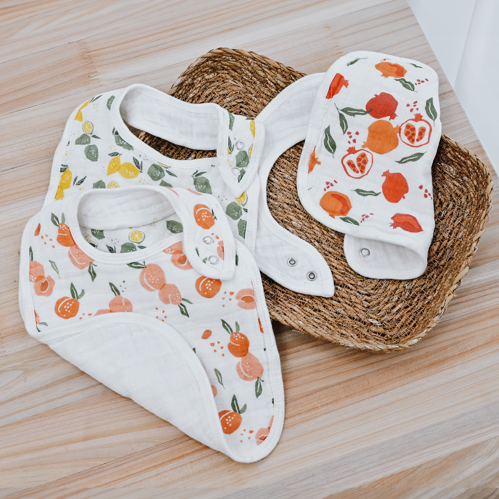 Lemon | Organic Cotton Muslin Bandana Bibs 3 Pack