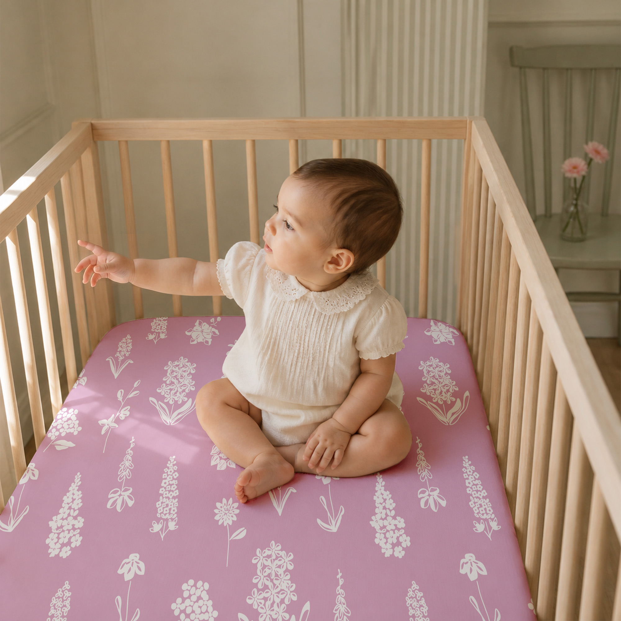 Pink Butterfly & Floral | Bassinet Sheets 4-Pack | 20*33''
