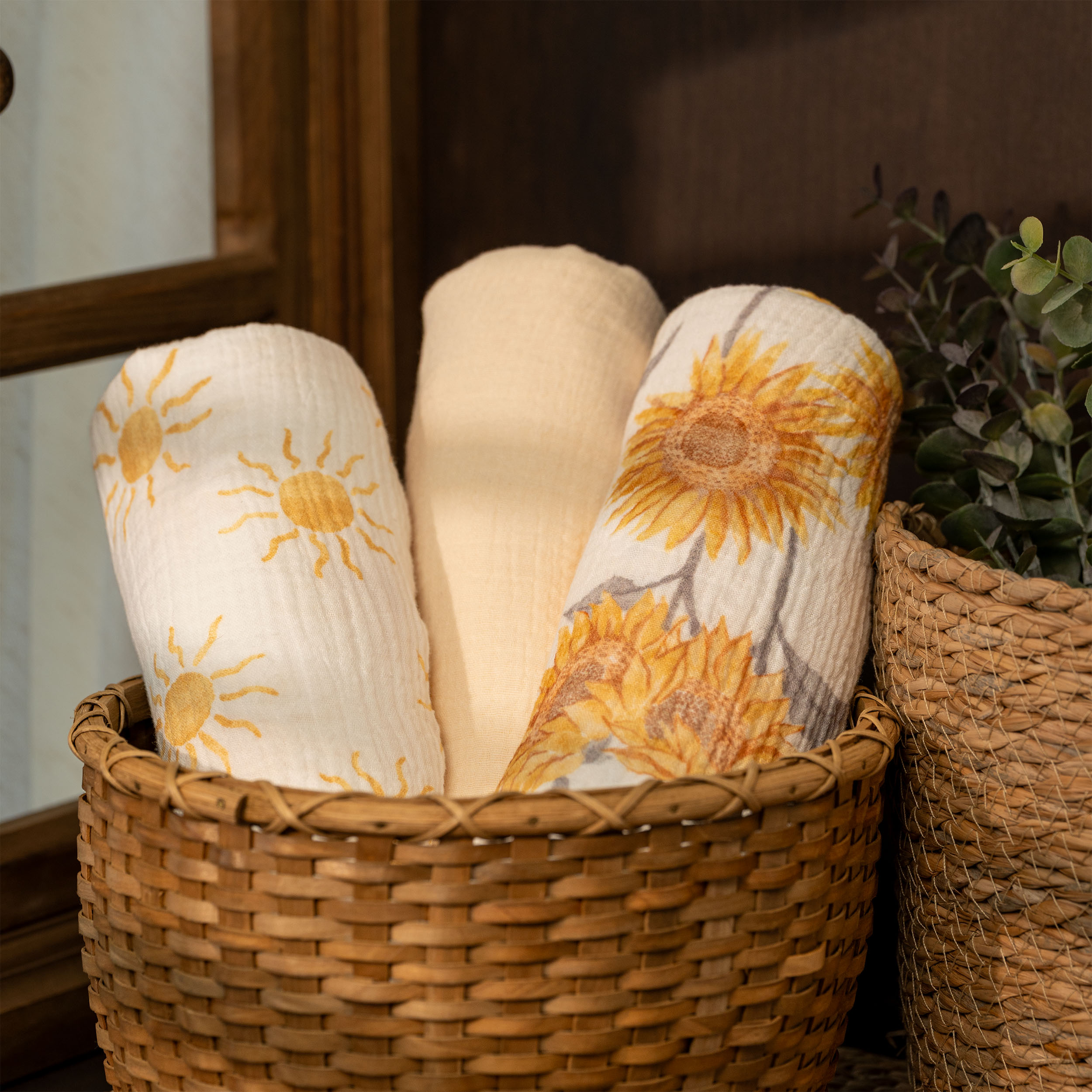 Muslin Swaddle Blankets 3-Pack | 38"x40" | Sunshine Garden
