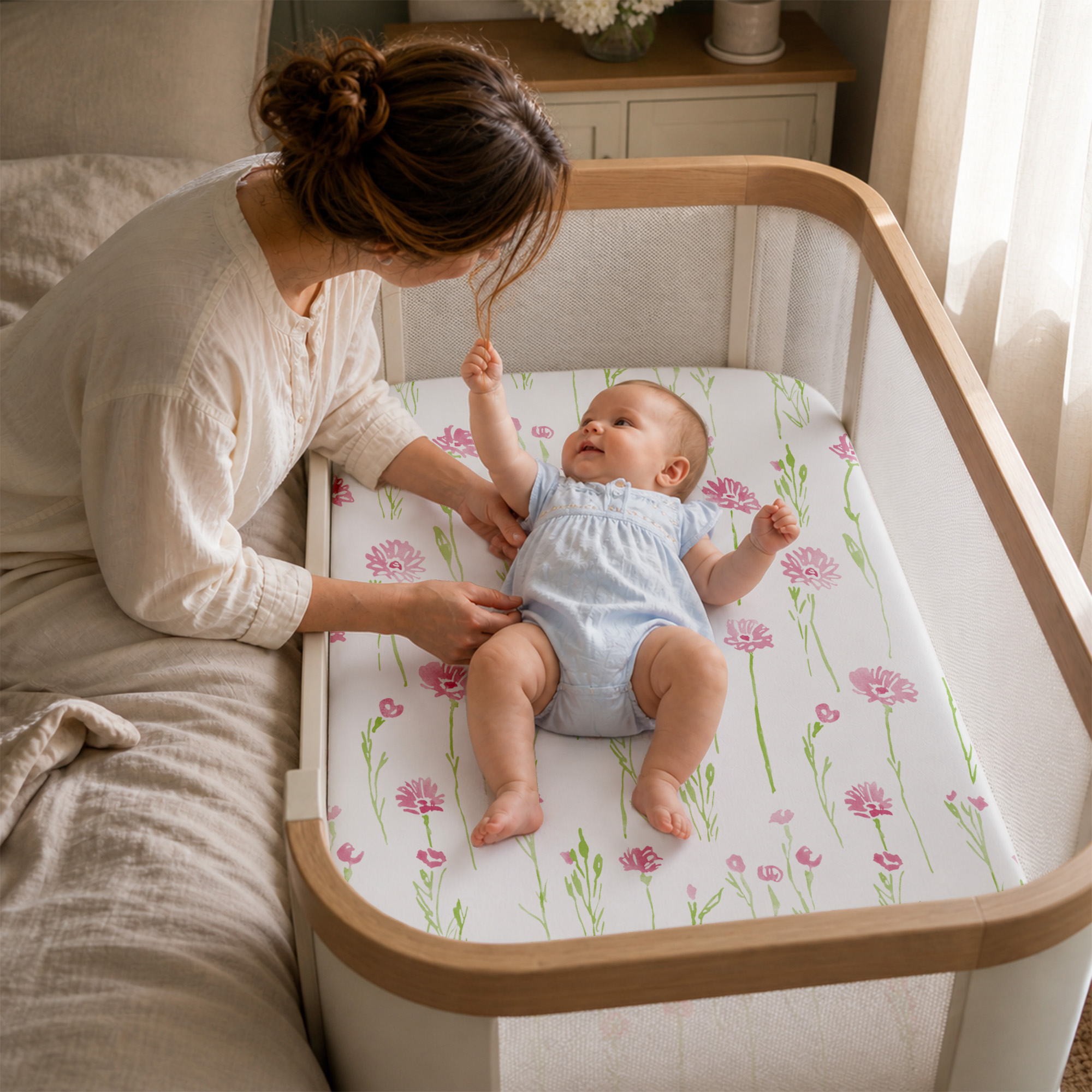 Pink Butterfly & Floral | Bassinet Sheets 4-Pack | 20*33''