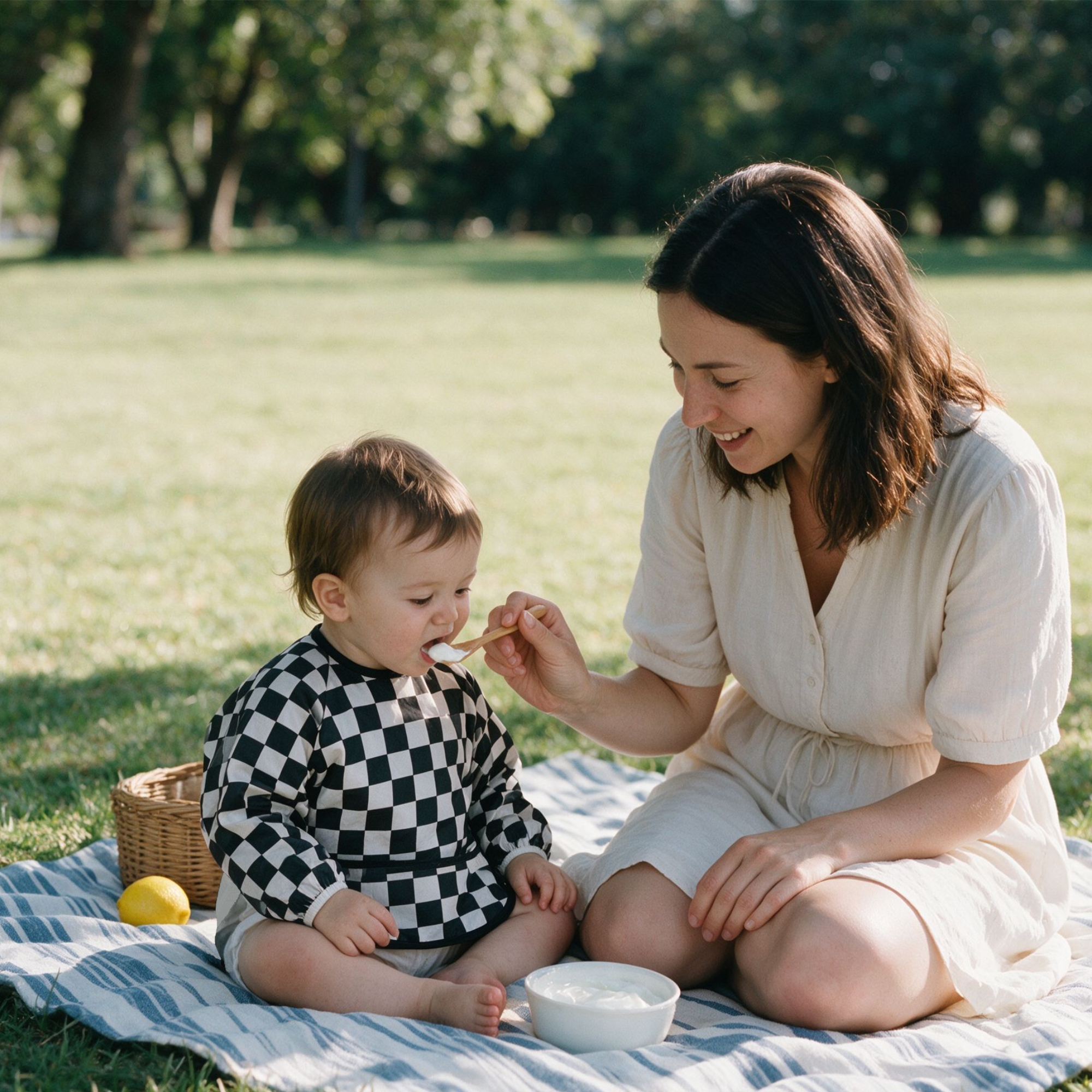 Black & Blue Check | Waterproof Smock Bibs 3 Pack | 6-24 Months