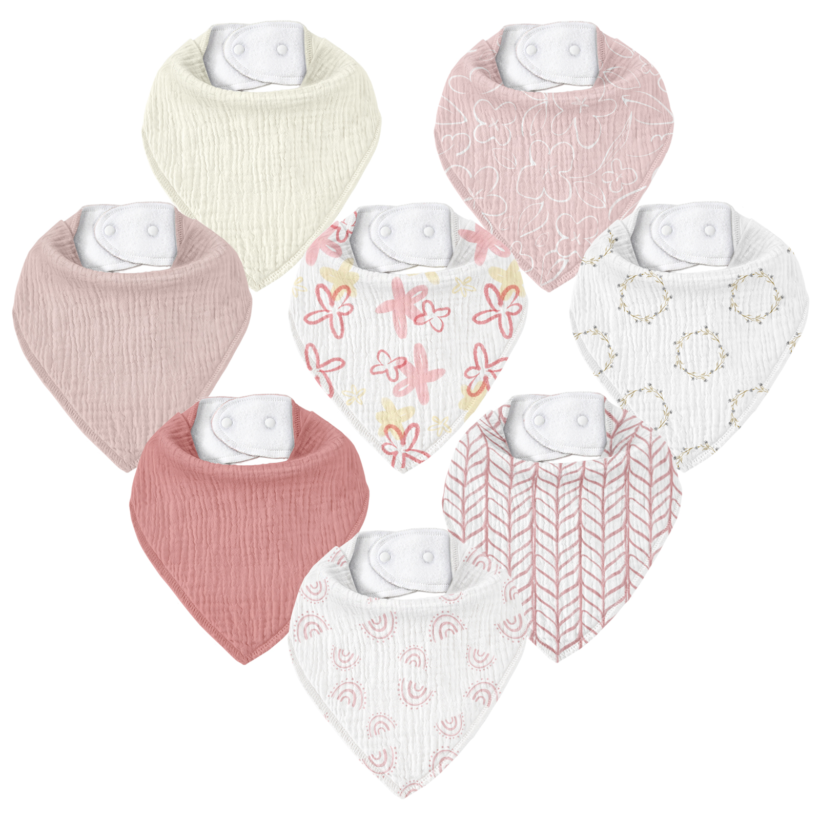 Spring Impression | Soft & Absorbent Muslin Bandana Bibs 8 Pack