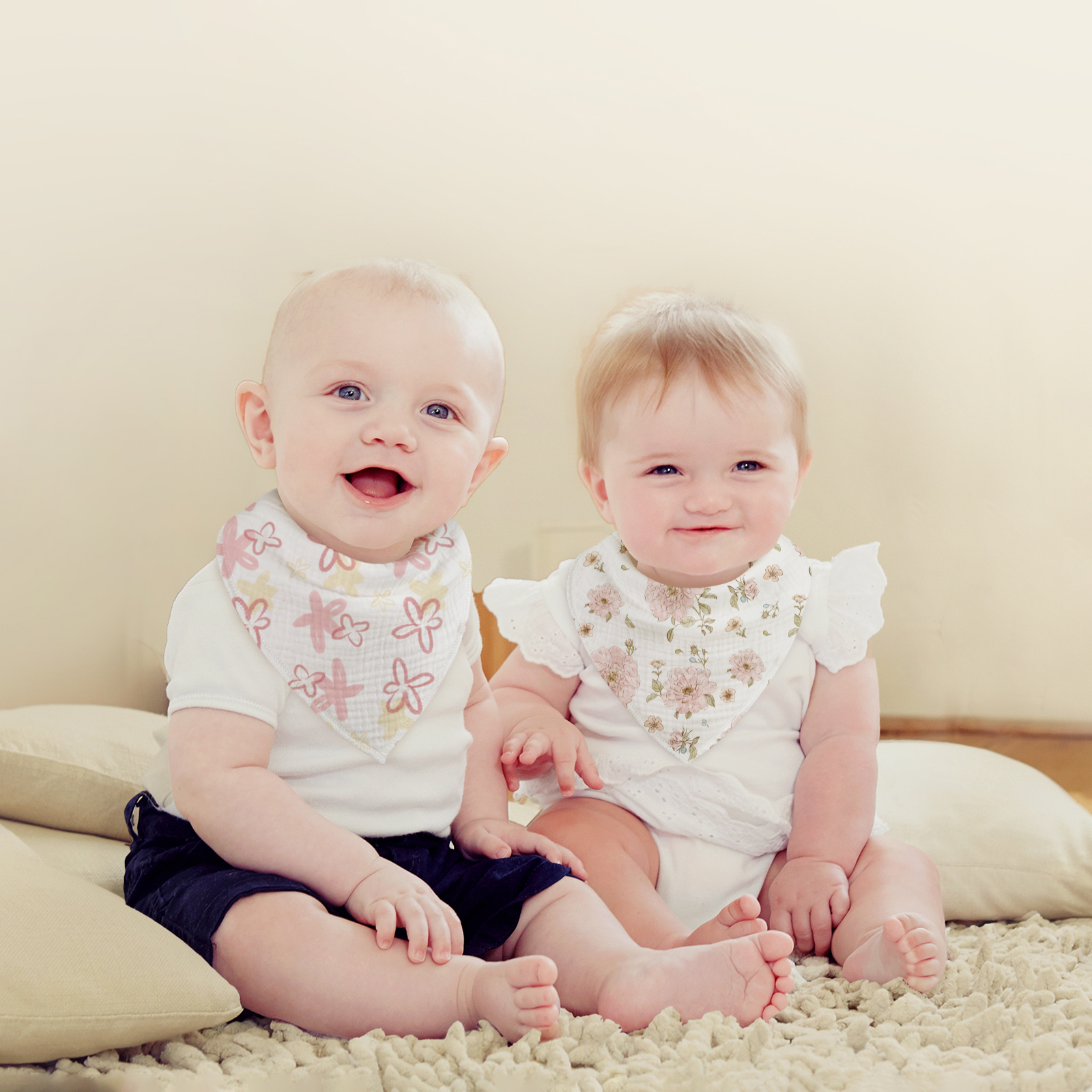 Spring Impression | Soft & Absorbent Muslin Bandana Bibs 8 Pack