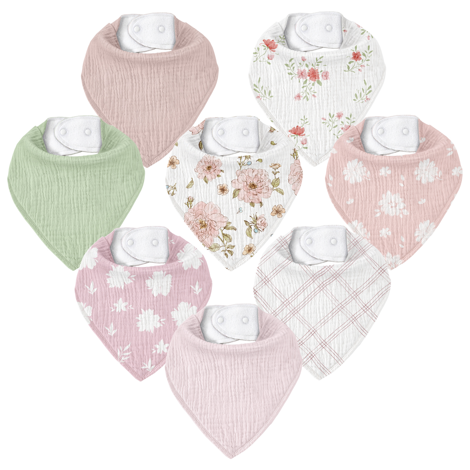 Garden | Soft & Absorbent Muslin Bandana Bibs 8 Pack