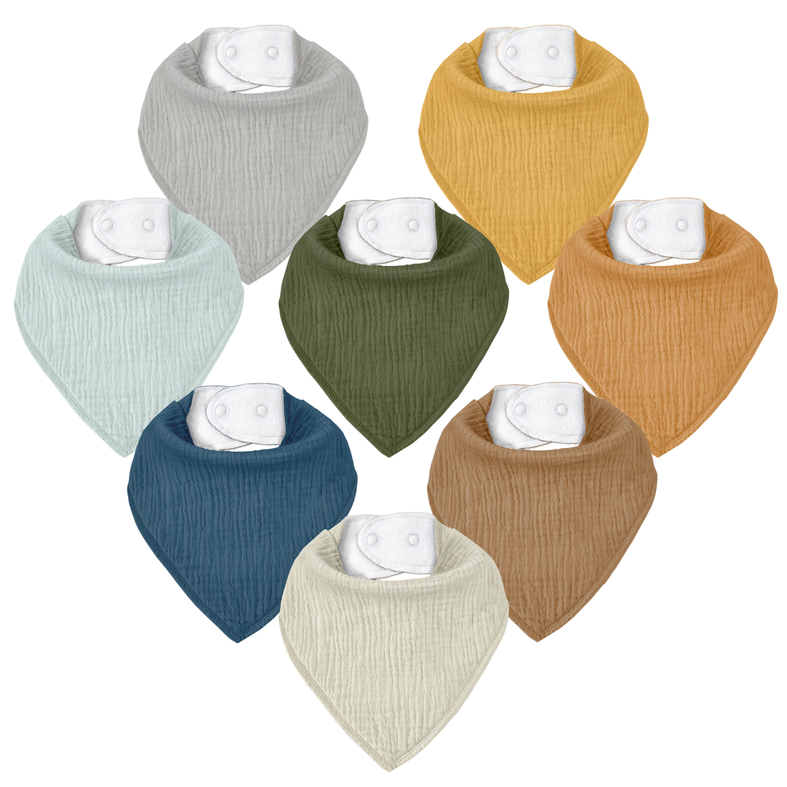 Calm Style | Soft & Absorbent Muslin Bandana Bibs 8 Pack