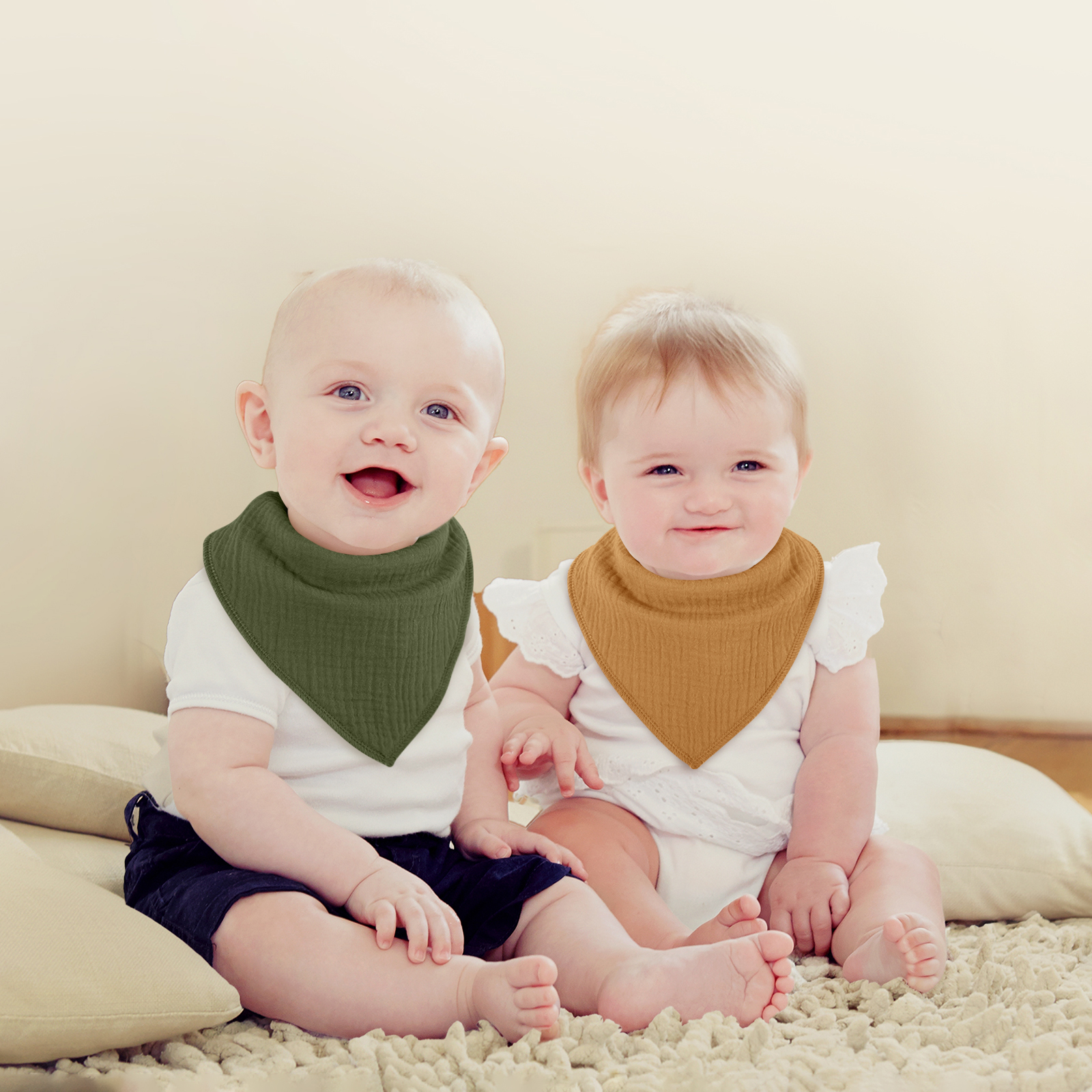 Calm Style | Soft & Absorbent Muslin Bandana Bibs 8 Pack