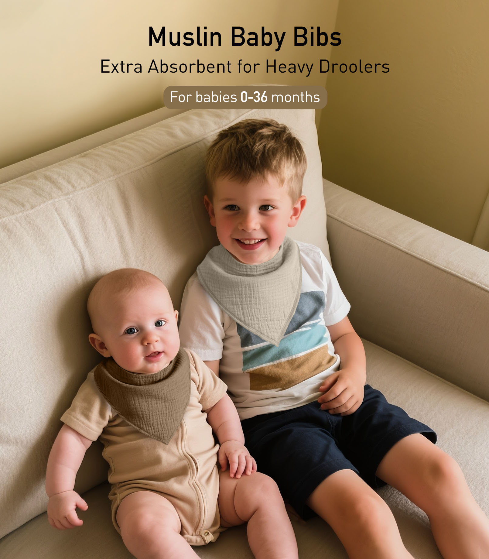 Fresh Hues | Soft & Absorbent Muslin Bandana Bibs 8 Pack