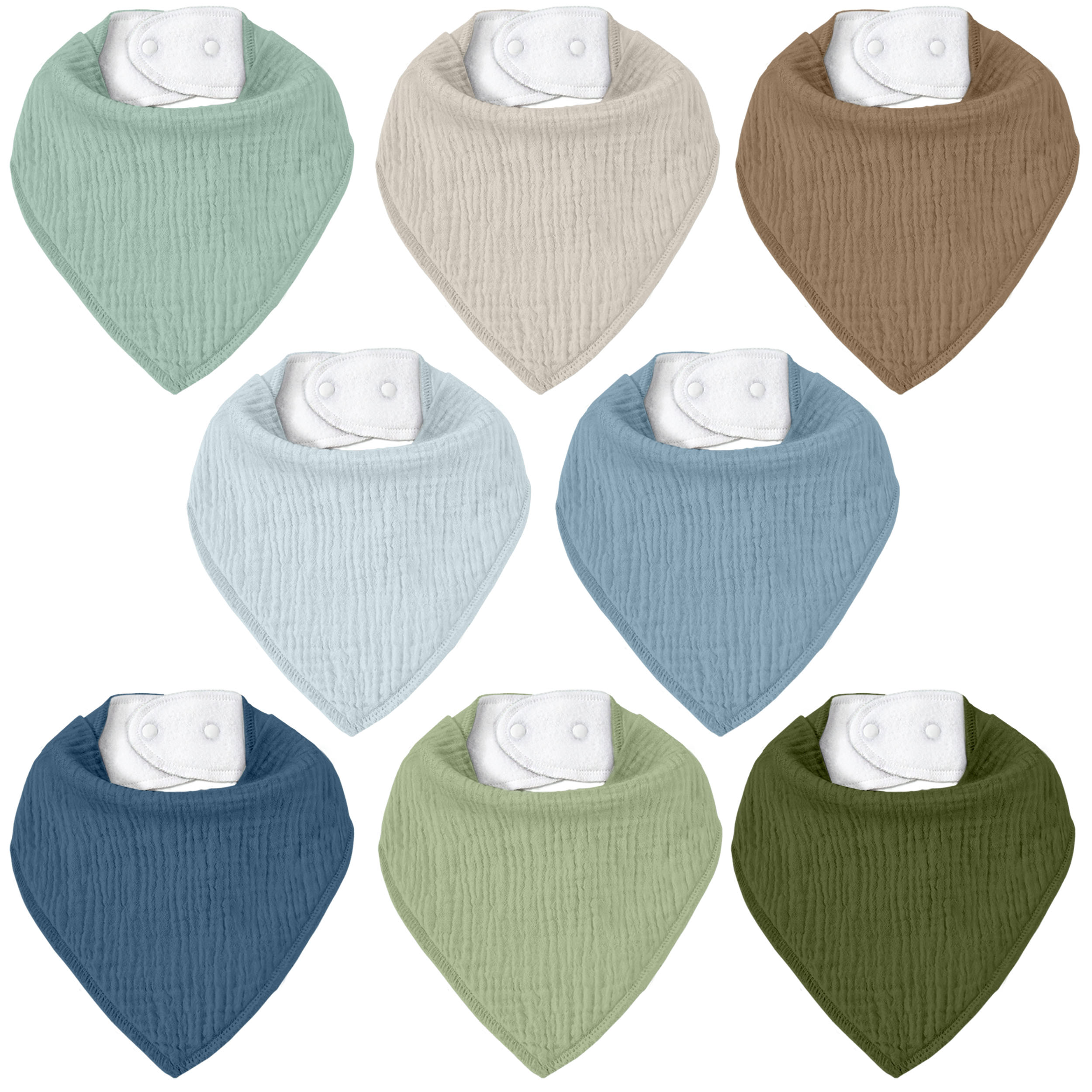 Fresh Hues | Soft & Absorbent Muslin Bandana Bibs 8 Pack