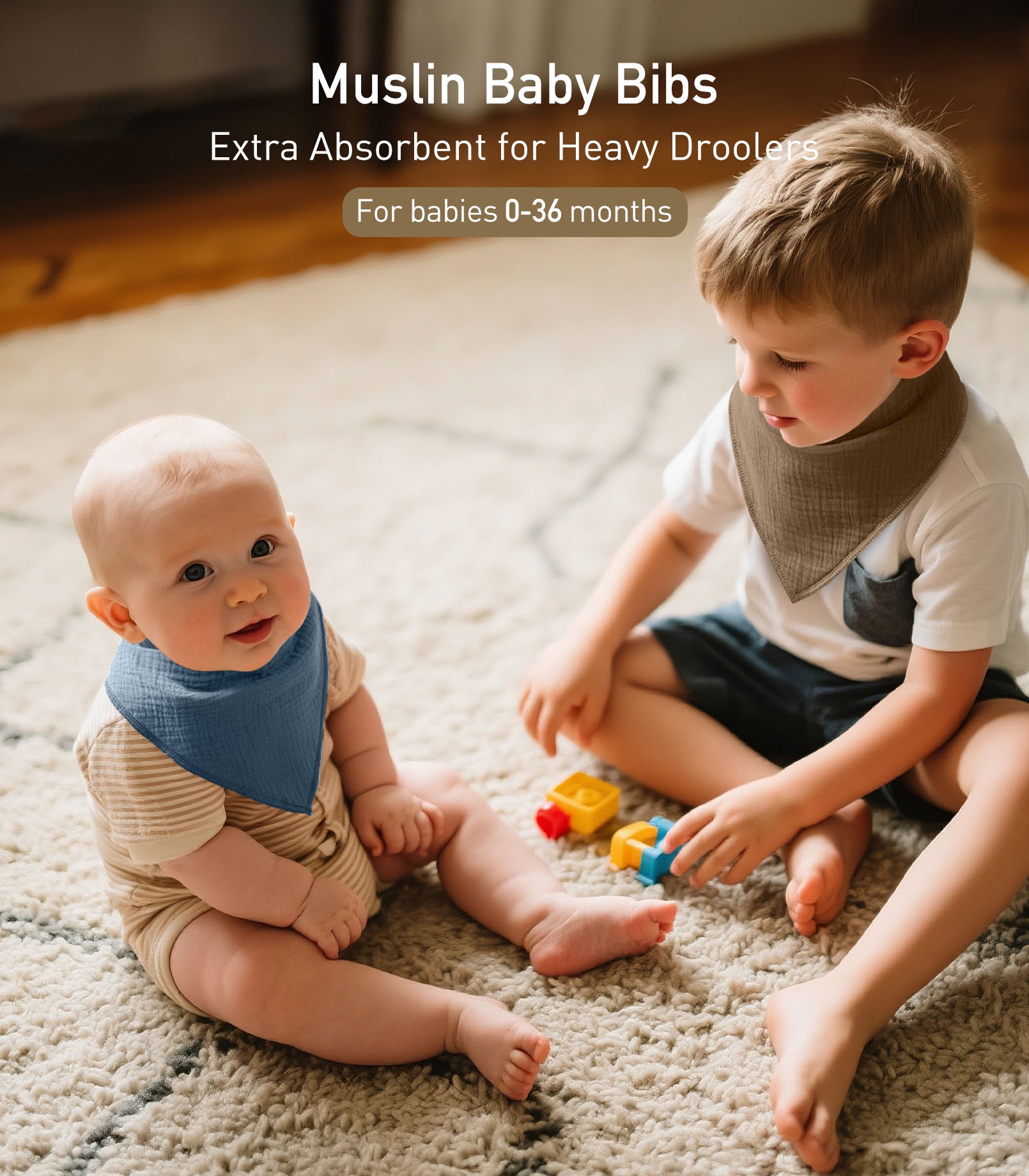 Serenity | Soft & Absorbent Muslin Bandana Bibs 8 Pack