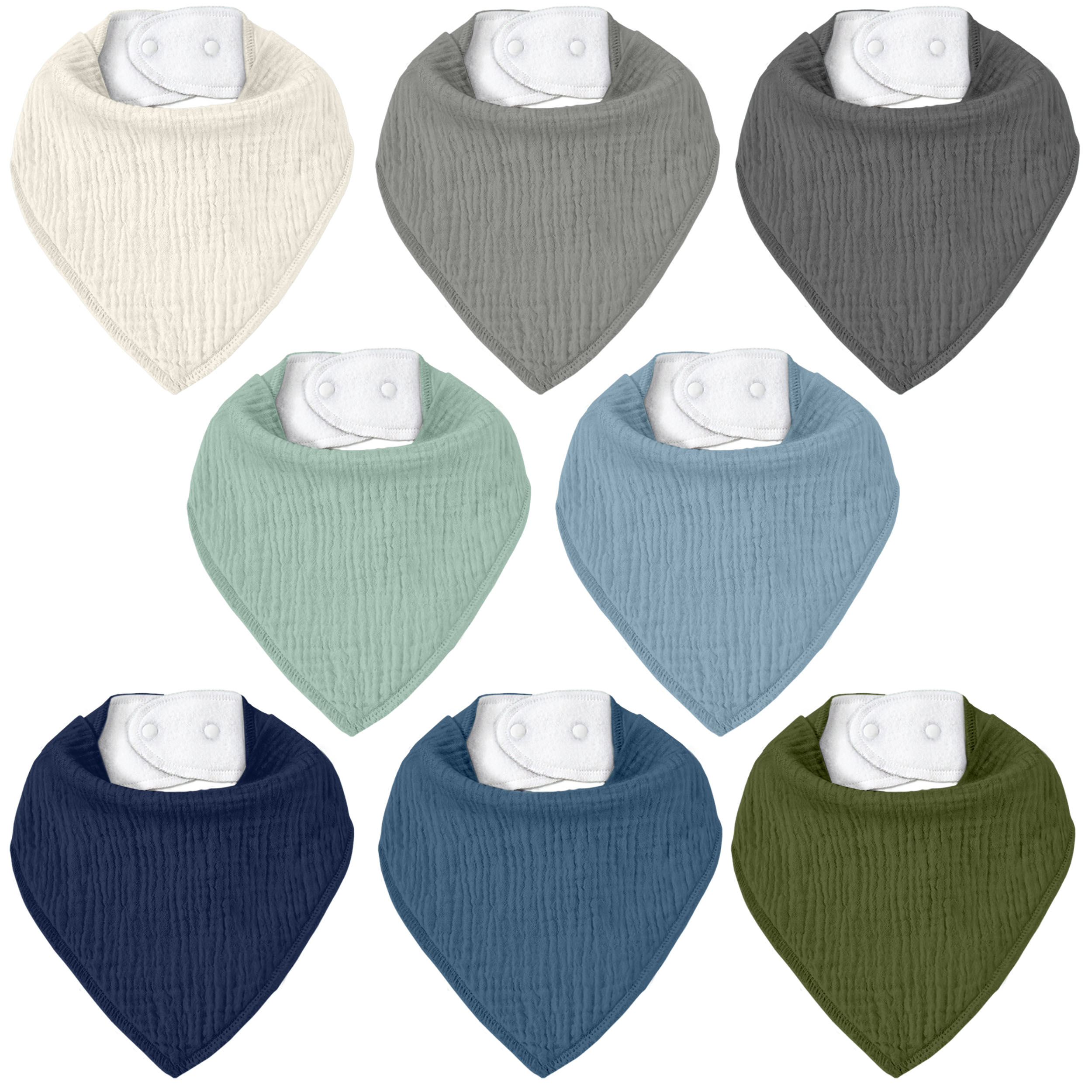Serenity | Soft & Absorbent Muslin Bandana Bibs 8 Pack