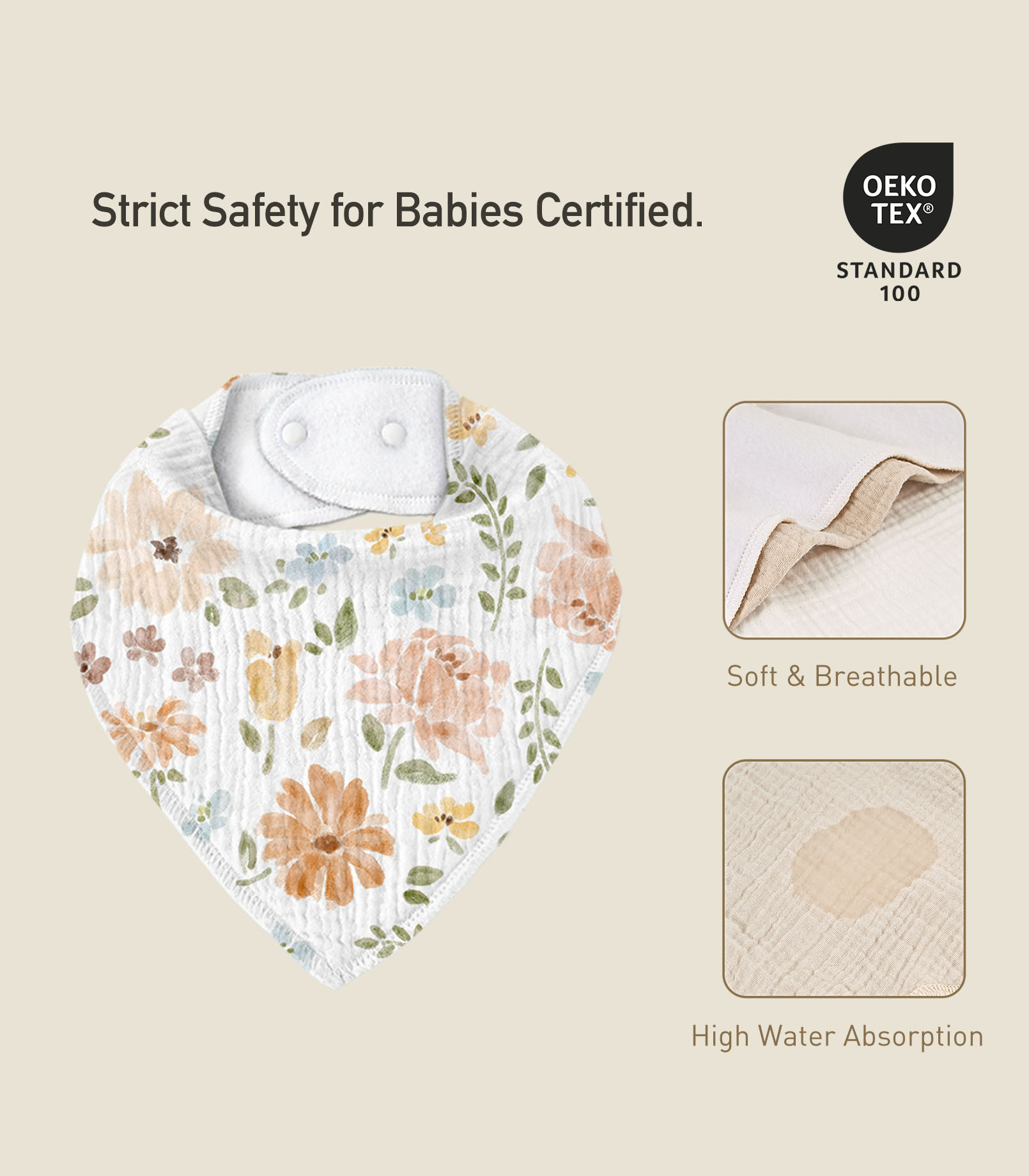 Pastoral Whispers | Soft & Absorbent Muslin Bandana Bibs 8 Pack