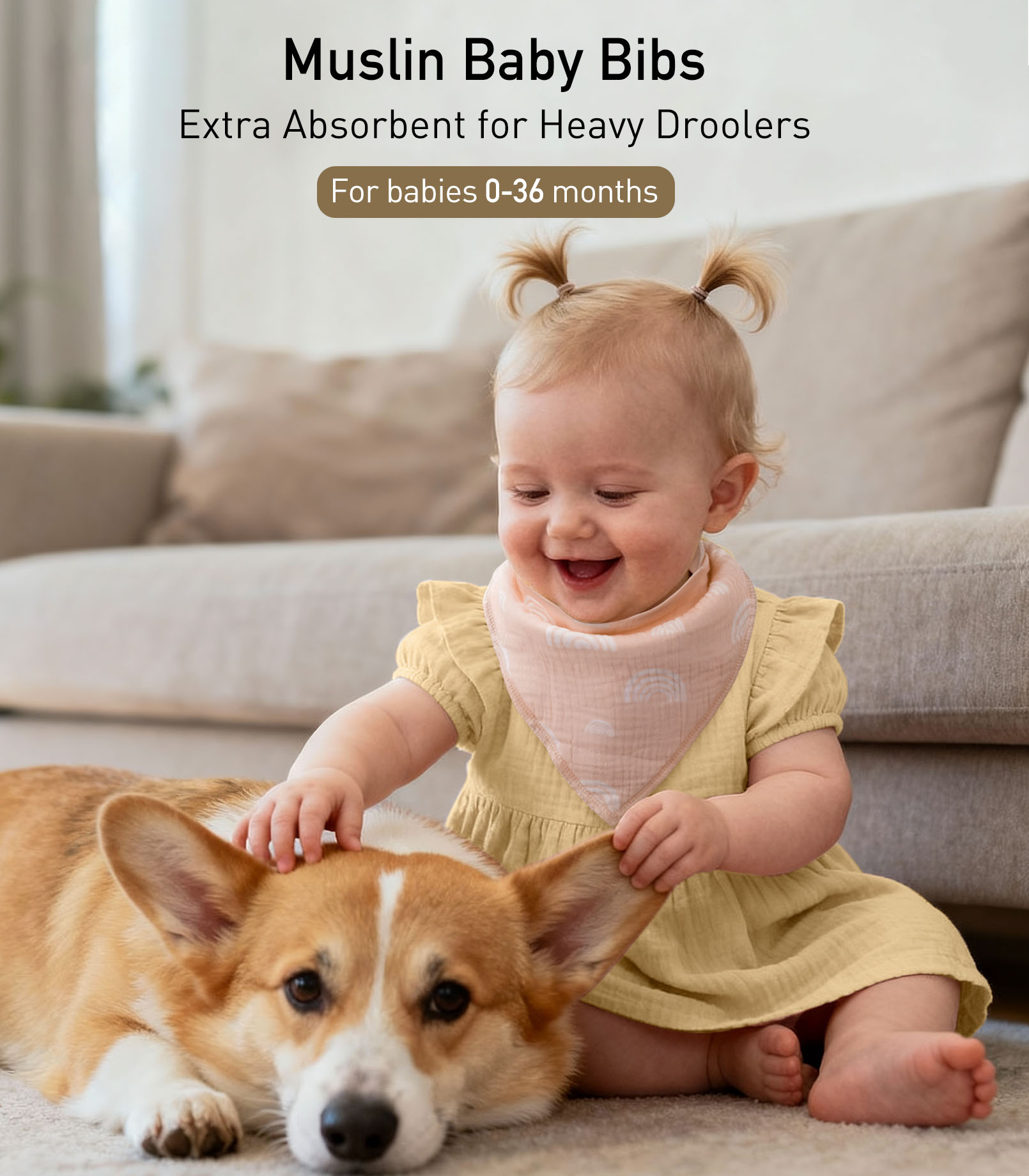 Pastoral Whispers | Soft & Absorbent Muslin Bandana Bibs 8 Pack