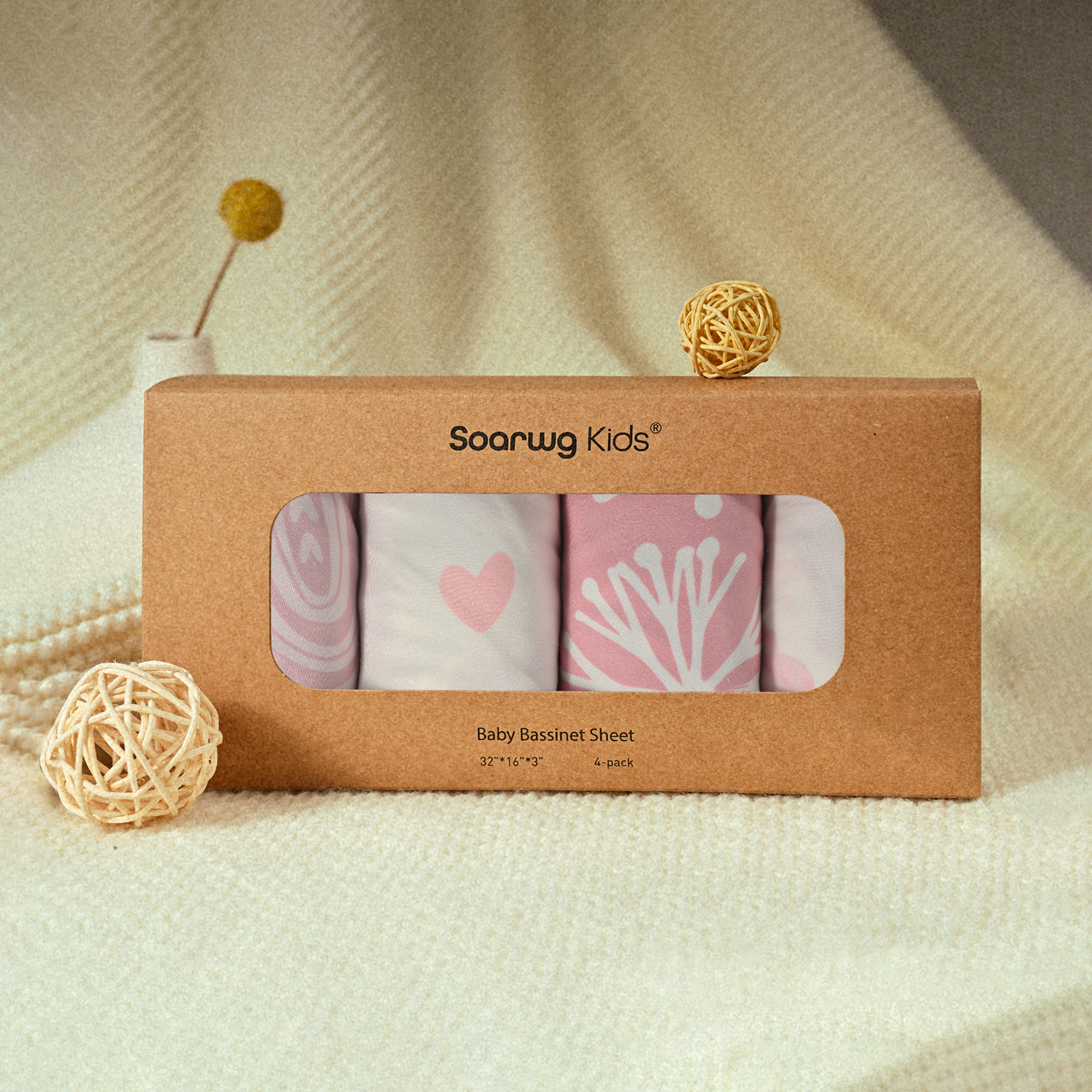 Rainbow | Bassinet Sheets 4-Pack | 16''*32''