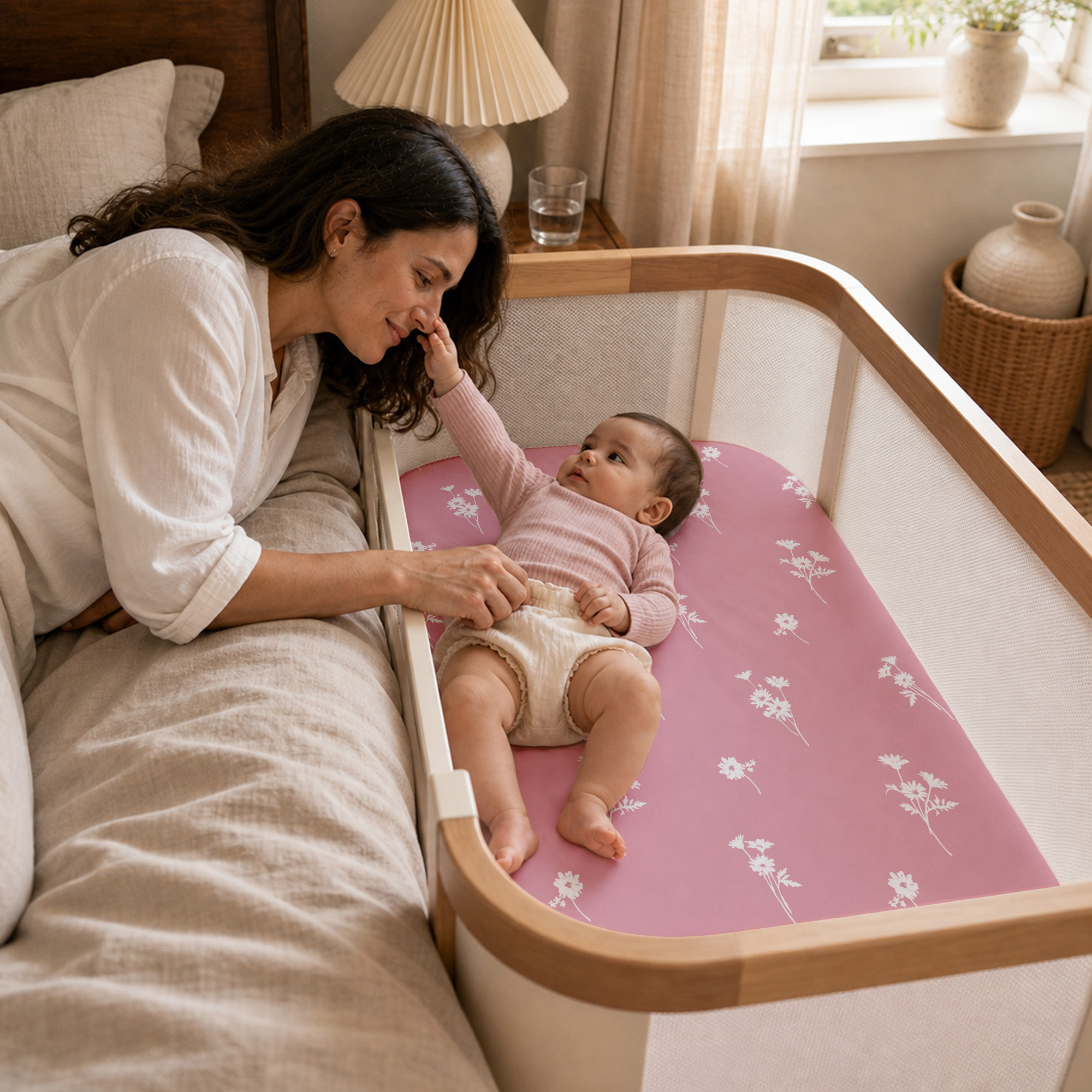 Pink Bunny & Flowers | Bassinet Sheets 4-Pack | 20*33''