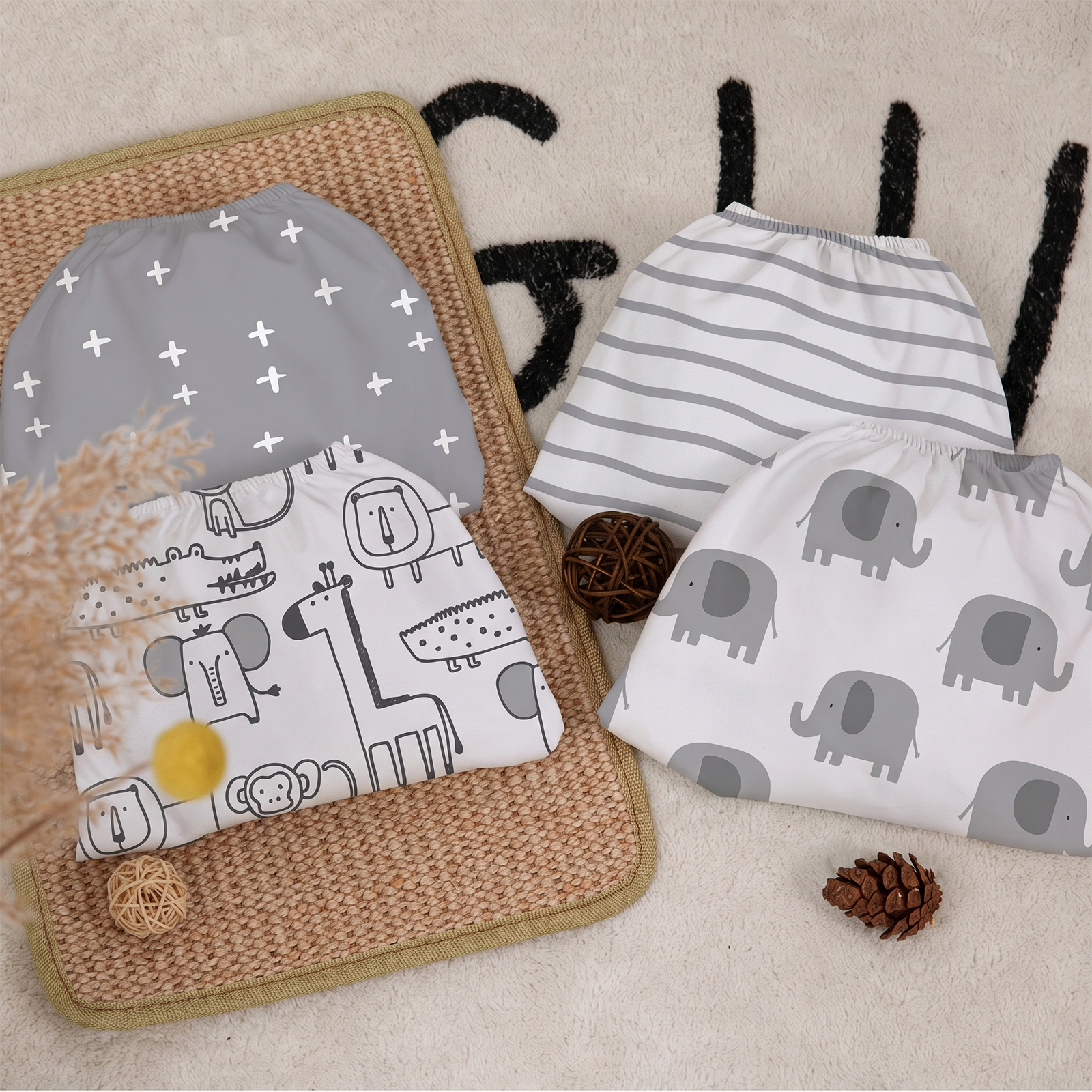 Grey Safari Elephant | Fitted Sheets 4-Pack