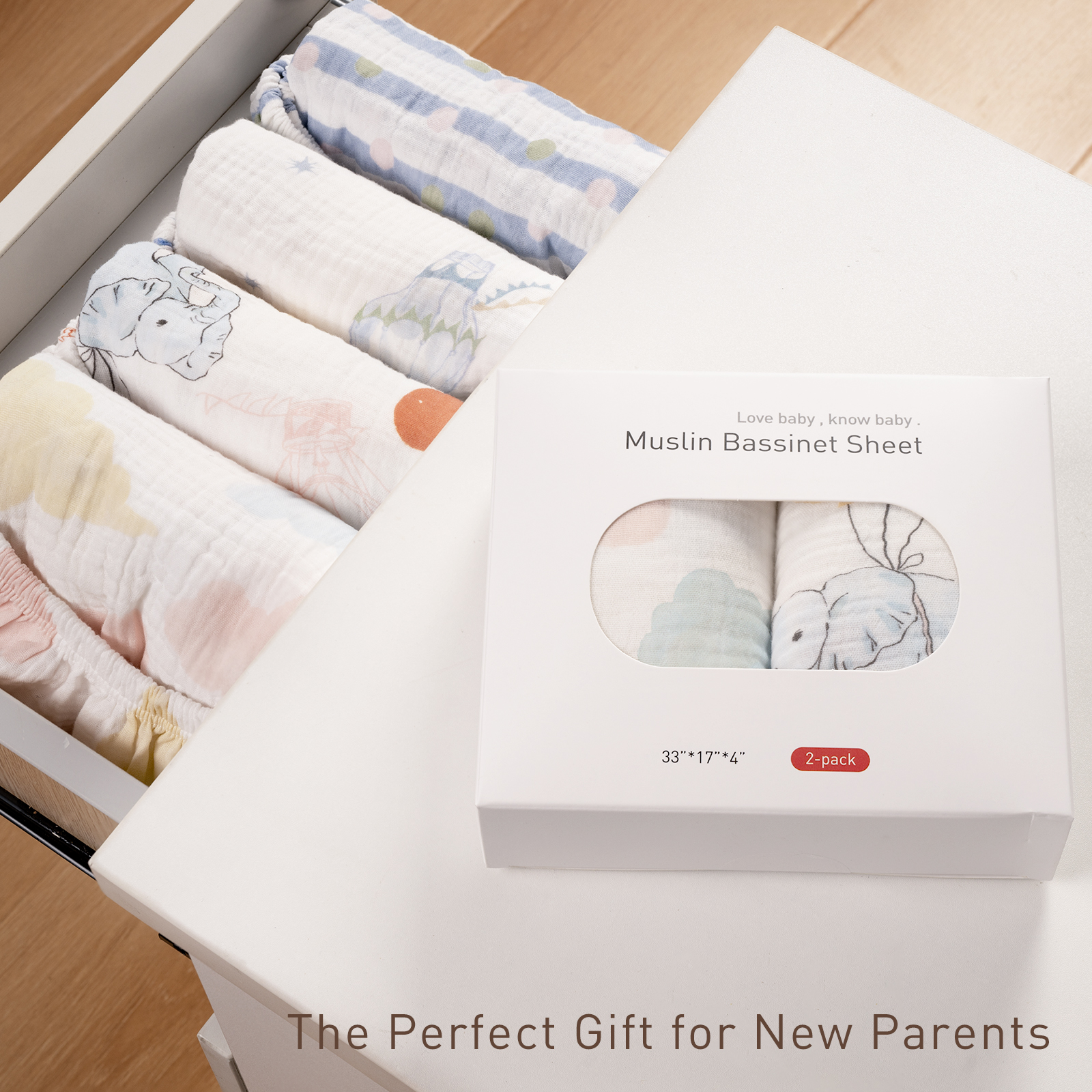 Fantasy Amusement Park | Muslin Bassinet Sheets 2-Pack | 33''*17'' 100% | Muslin Cotton