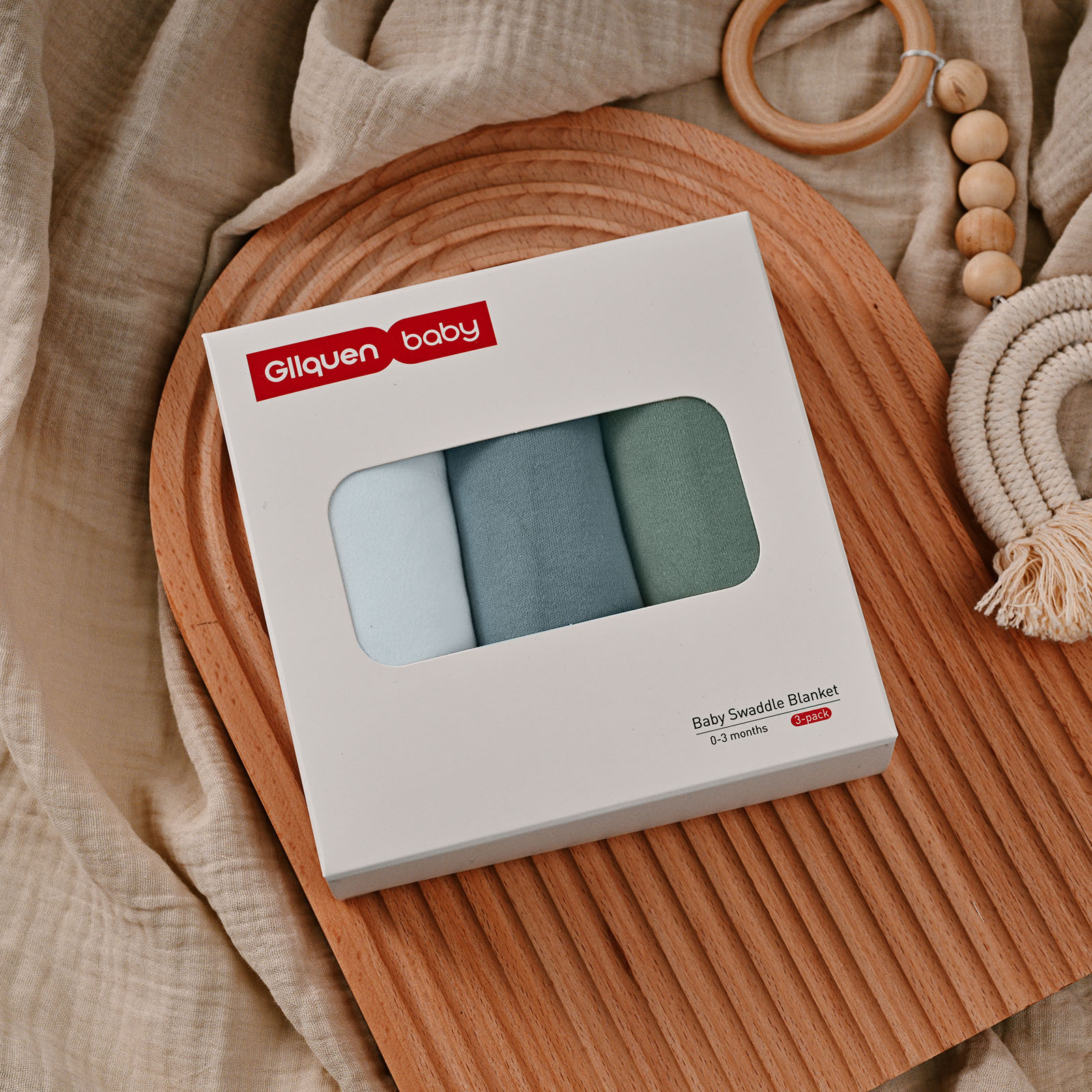 Tranquil Blue | Baby Swaddle 3 Pack | 0-3 Months