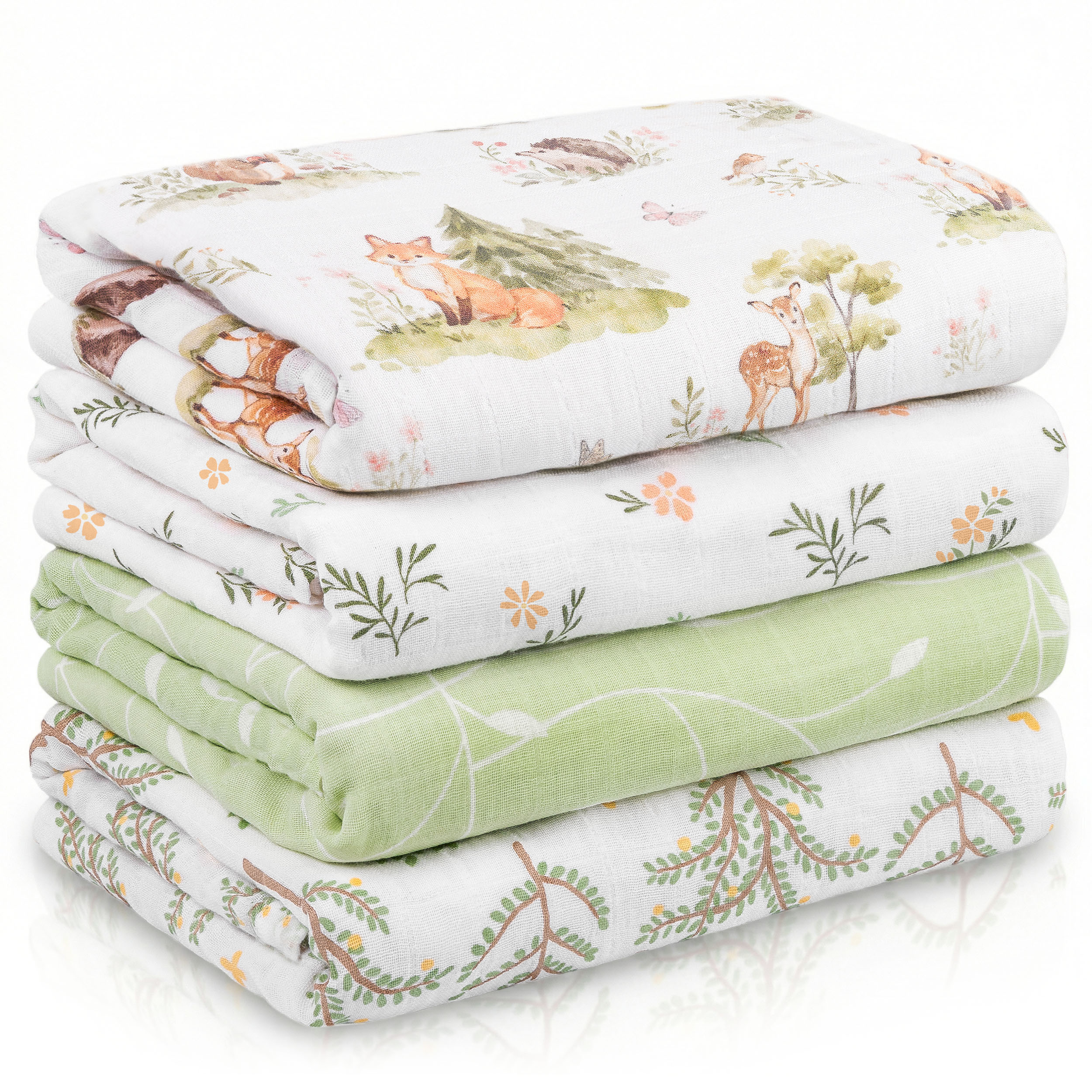 Muslin Swaddle Blankets 4-Pack | 31.5x43.3" | Sylvans