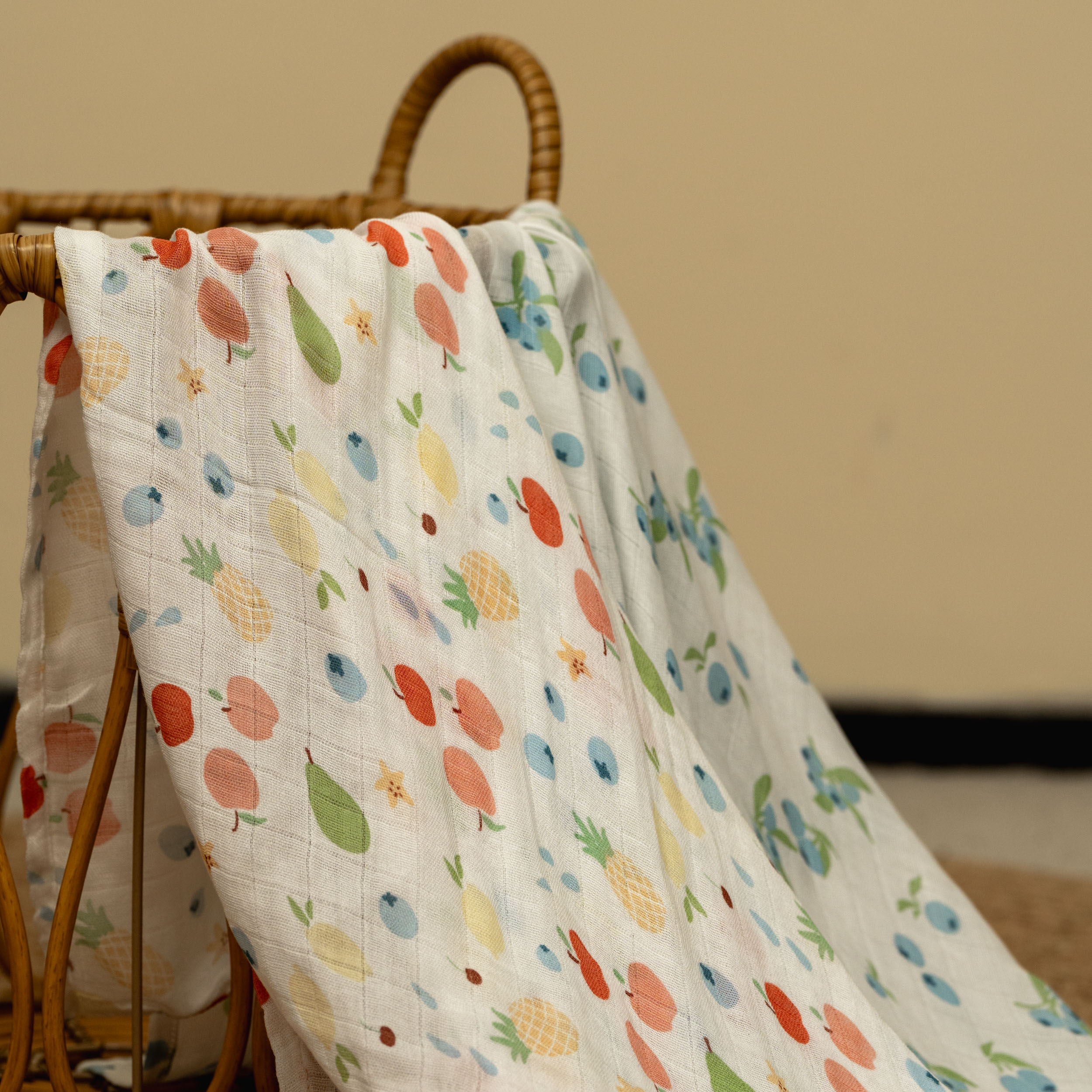 Muslin Swaddle Blankets 6-Pack | 27x27" | Azure Berry Dream