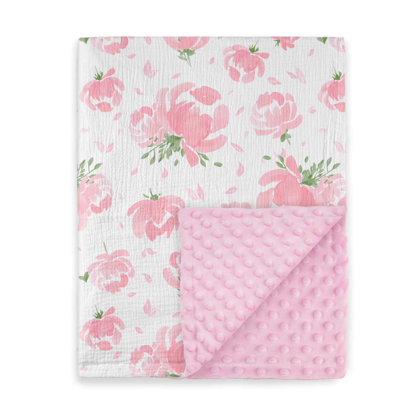 Pink Flower | Muslin and Fleece Plush Dot Blanket | 30''*40''