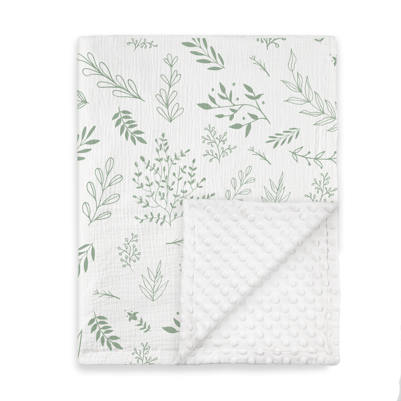 Greenery | Muslin and Fleece Plush Dot Blanket | 30''*40''