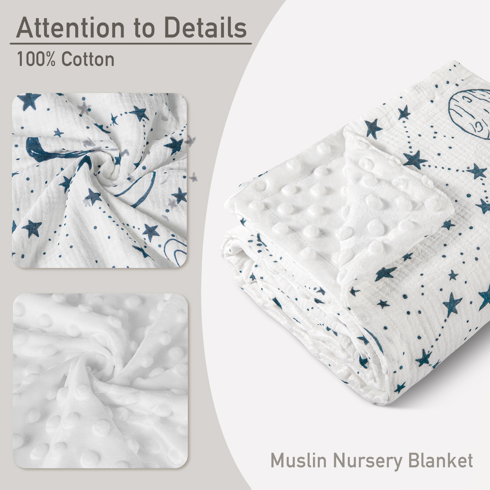 Planet | Muslin and Fleece Plush Dot Blanket | 30''*40''