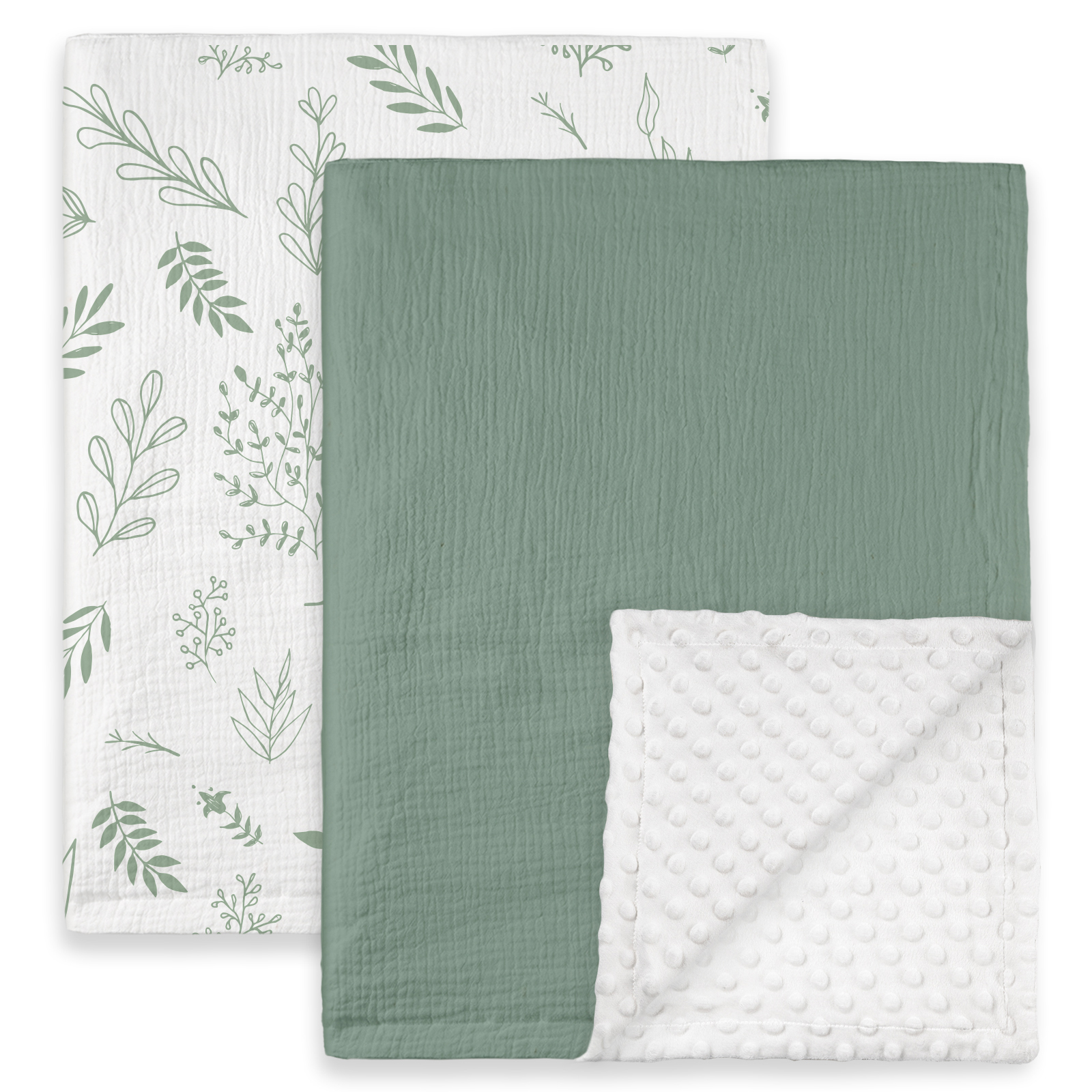 Greenery | Muslin and Fleece Plush Dot Blanket | 30''*40''
