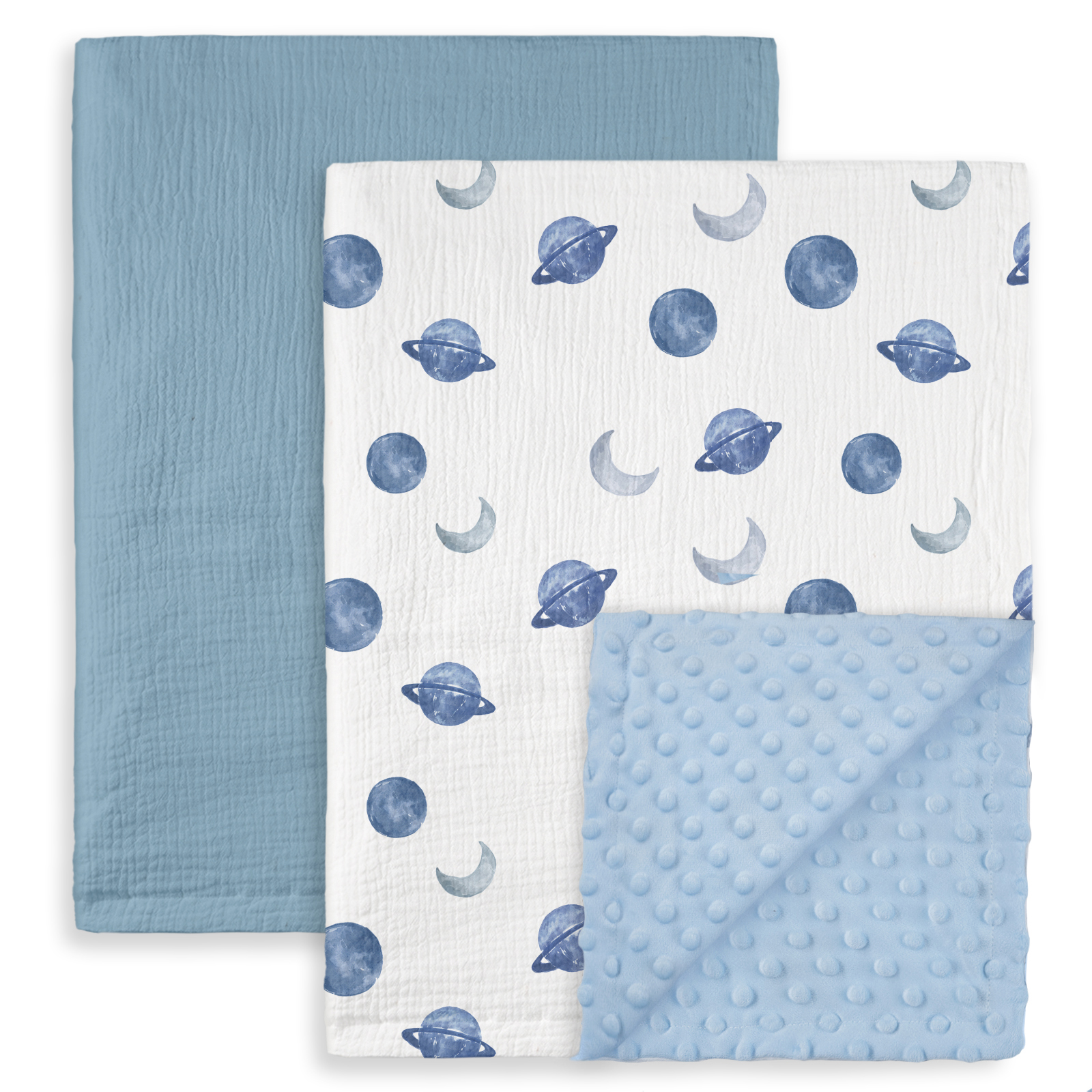 Space | Muslin and Fleece Plush Dot Blanket | 30''*40''
